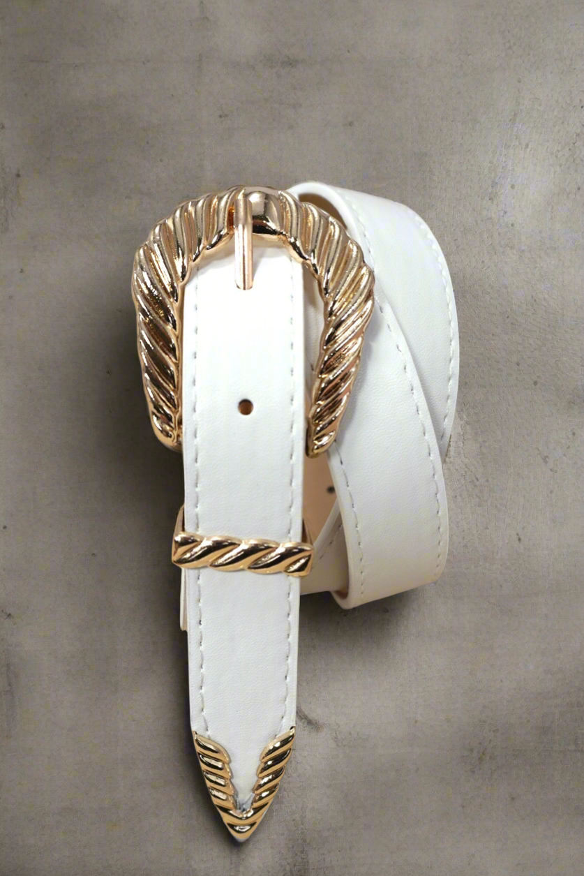 Classic Western Carved Buckle Faux Leather Belt Belt