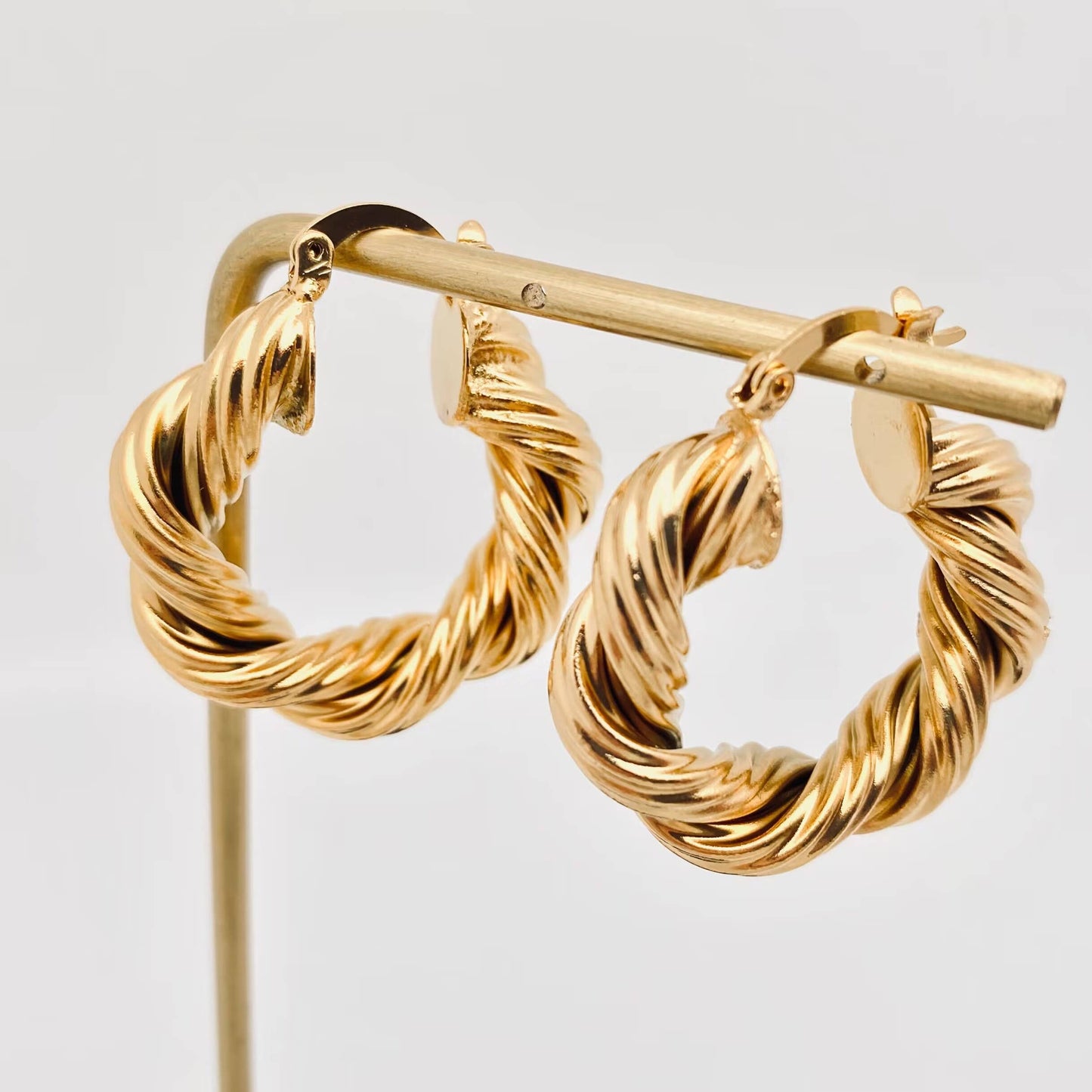 Golden Twist Hoop Earrings