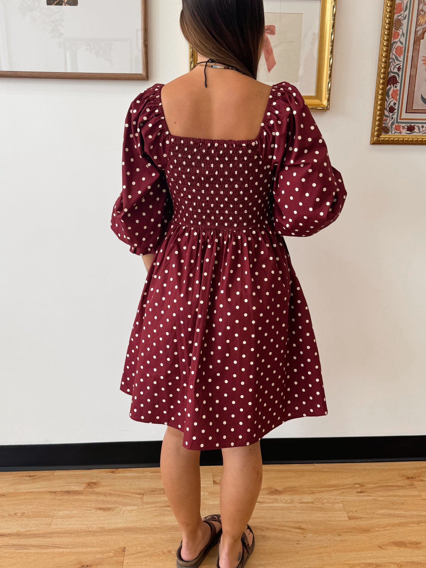 Maroon Polka-Dot Dress