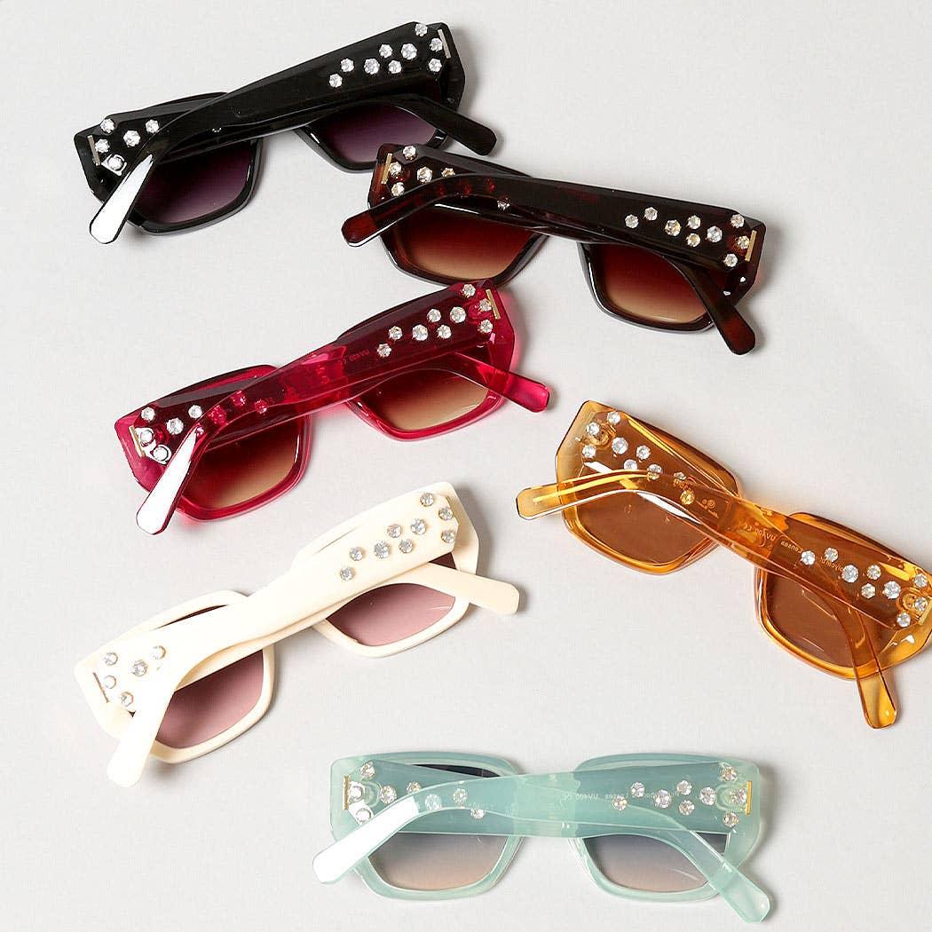 Tinted Rhinestone Frame Sunglasses Sunglasses