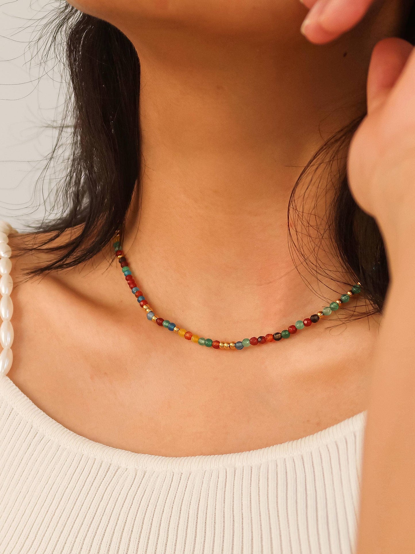 18K Gold Beaded Necklace Necklaces