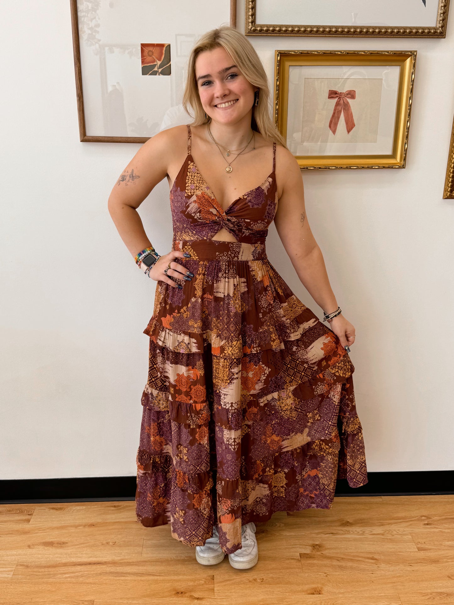 Boho Patchwork Tiered Maxi Dress Dress
