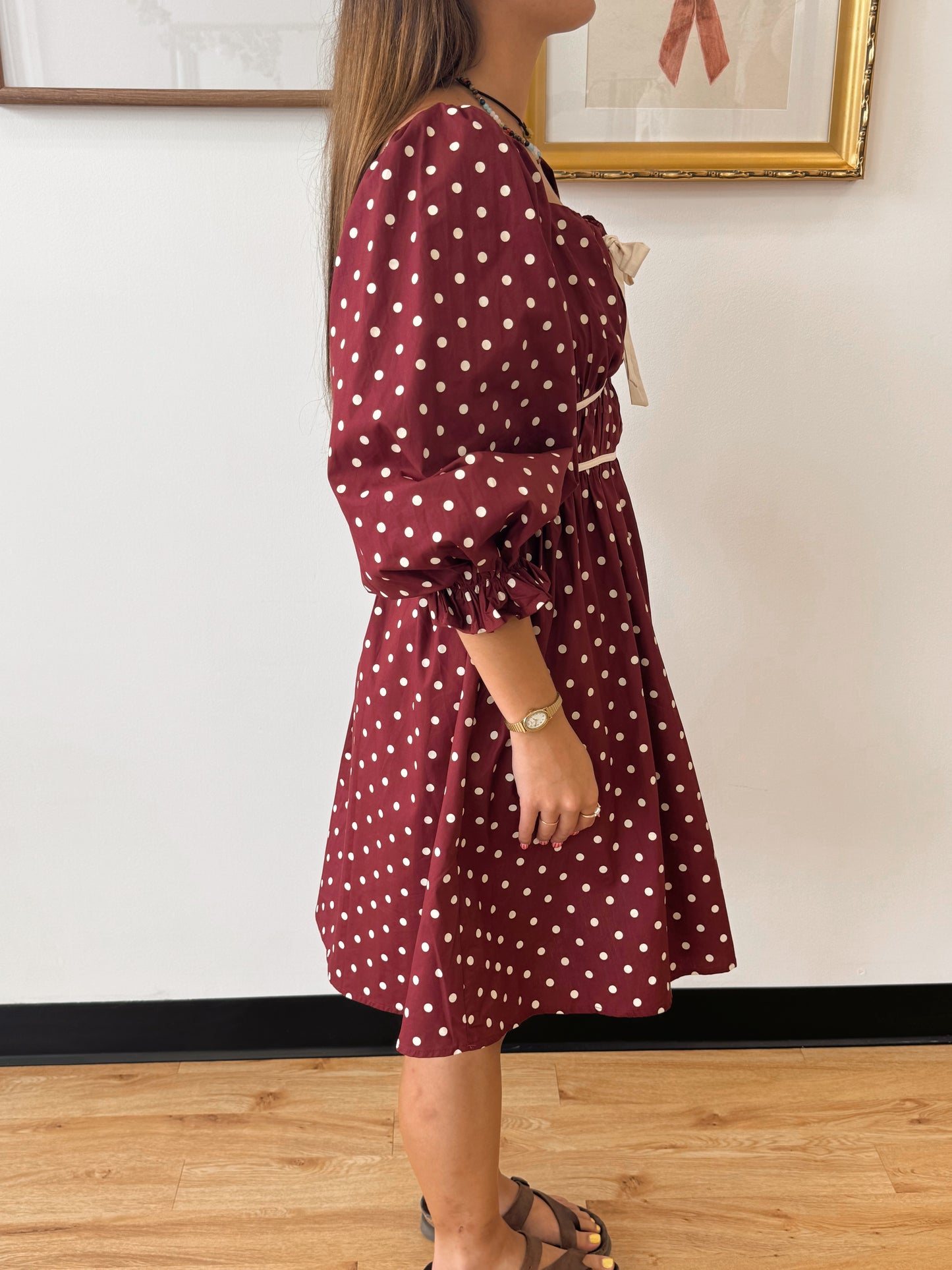 Maroon Polka-Dot Dress