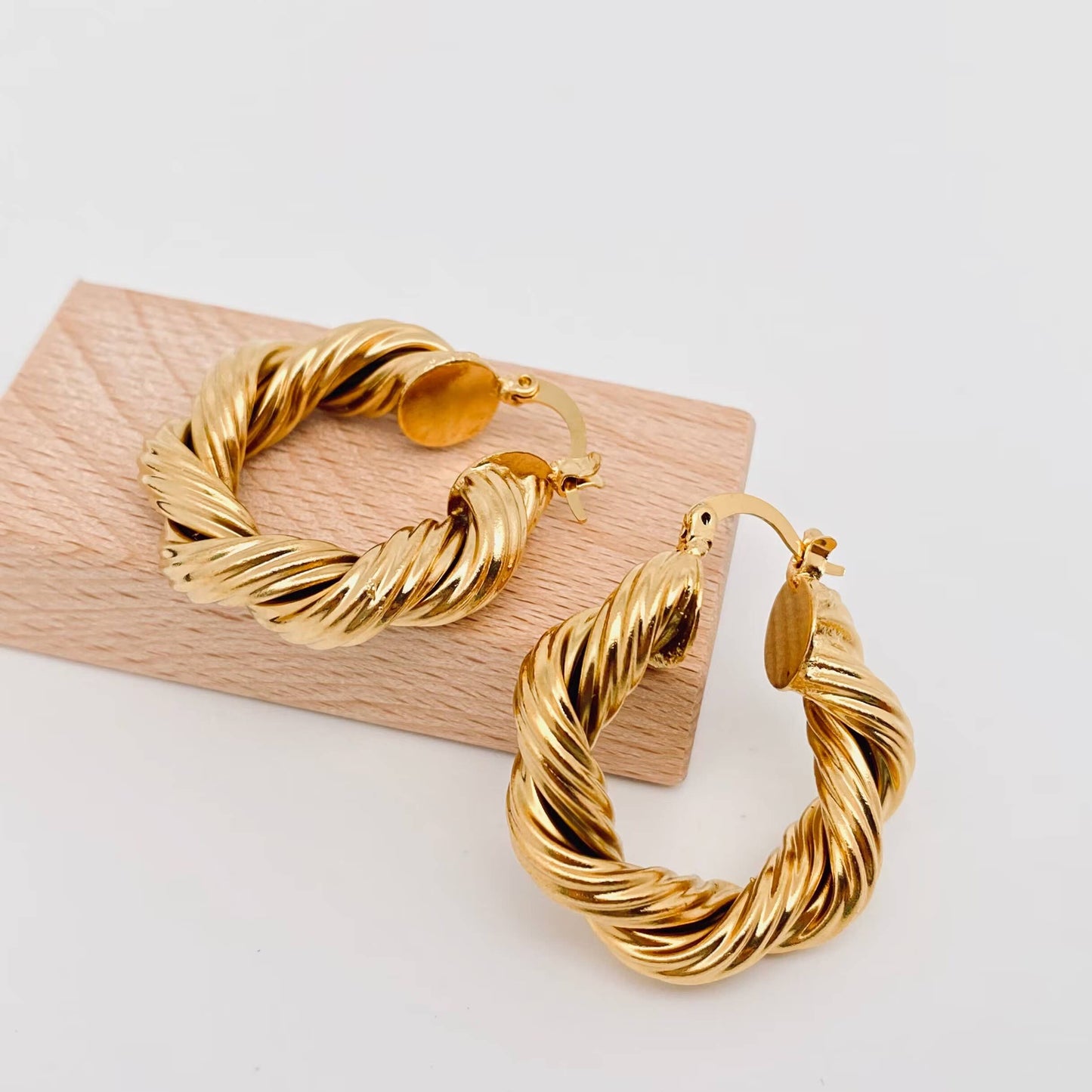 Golden Twist Hoop Earrings