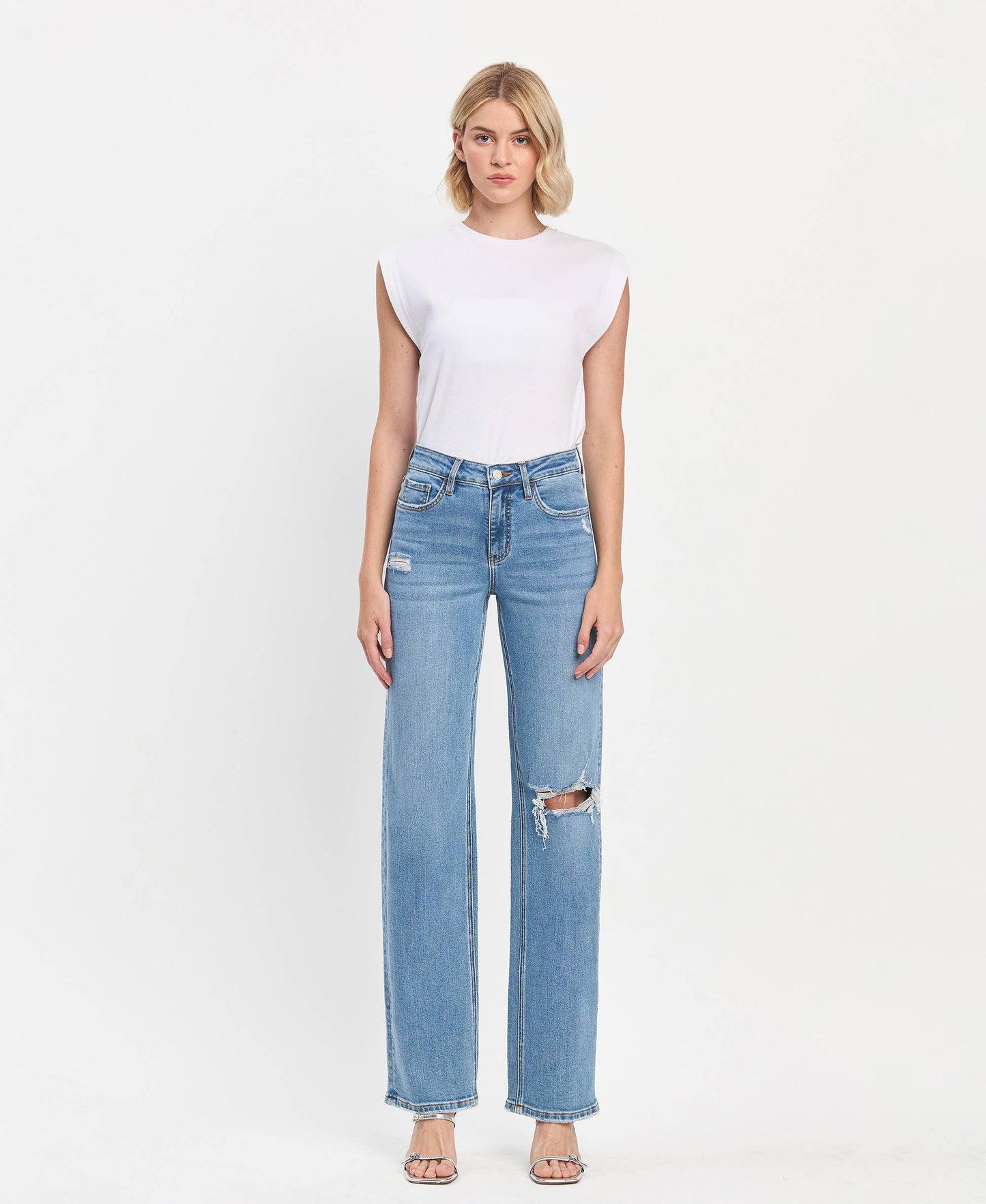 High Rise Slim Wide Jeans