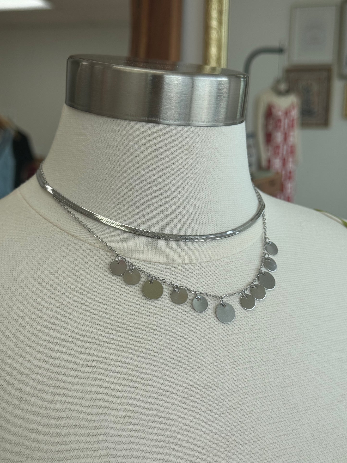 Tarnish-Free Disc Layered Necklace Necklaces