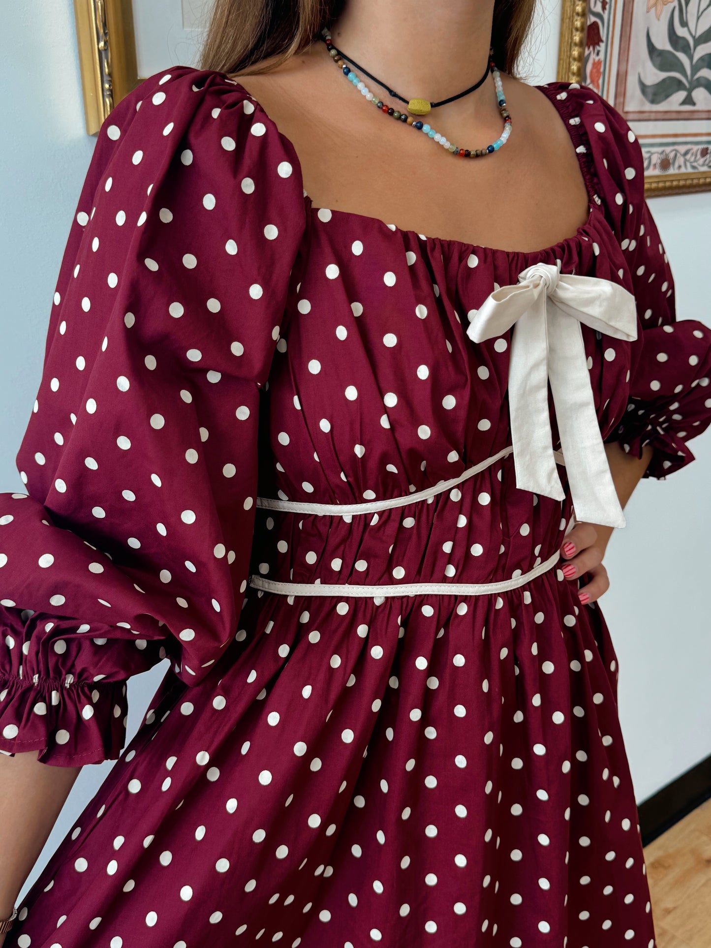 Maroon Polka-Dot Dress
