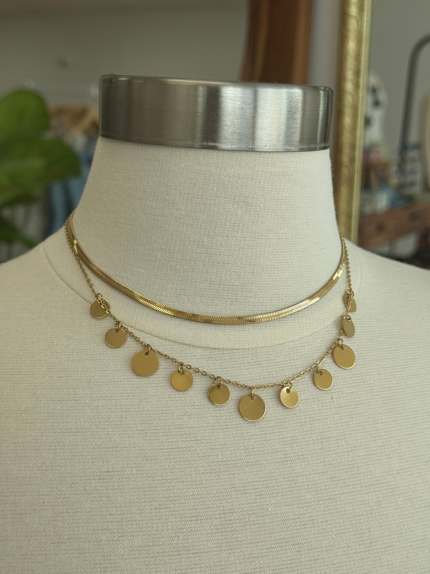 Tarnish-Free Disc Layered Necklace Necklaces