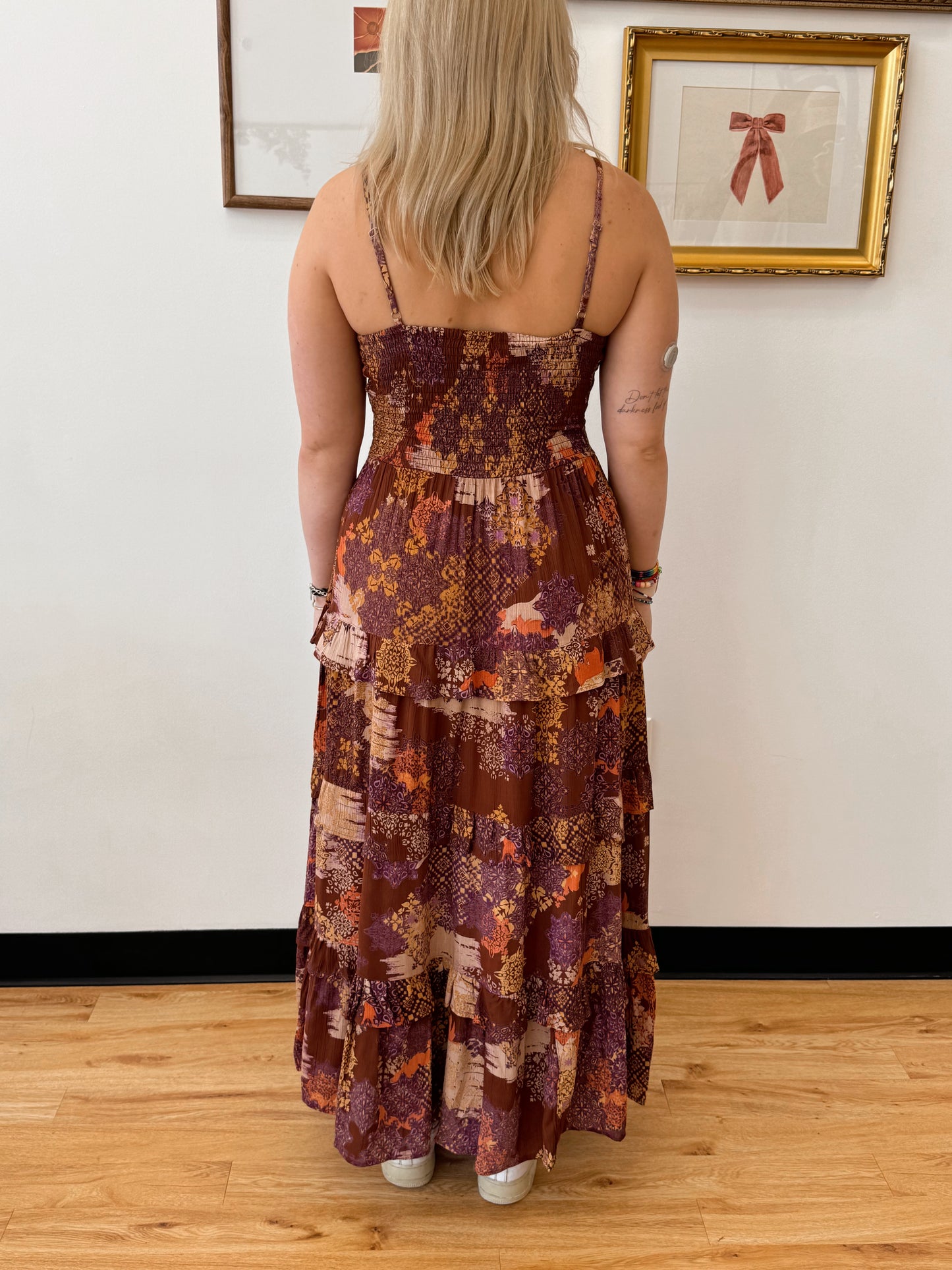 Boho Patchwork Tiered Maxi Dress Dress