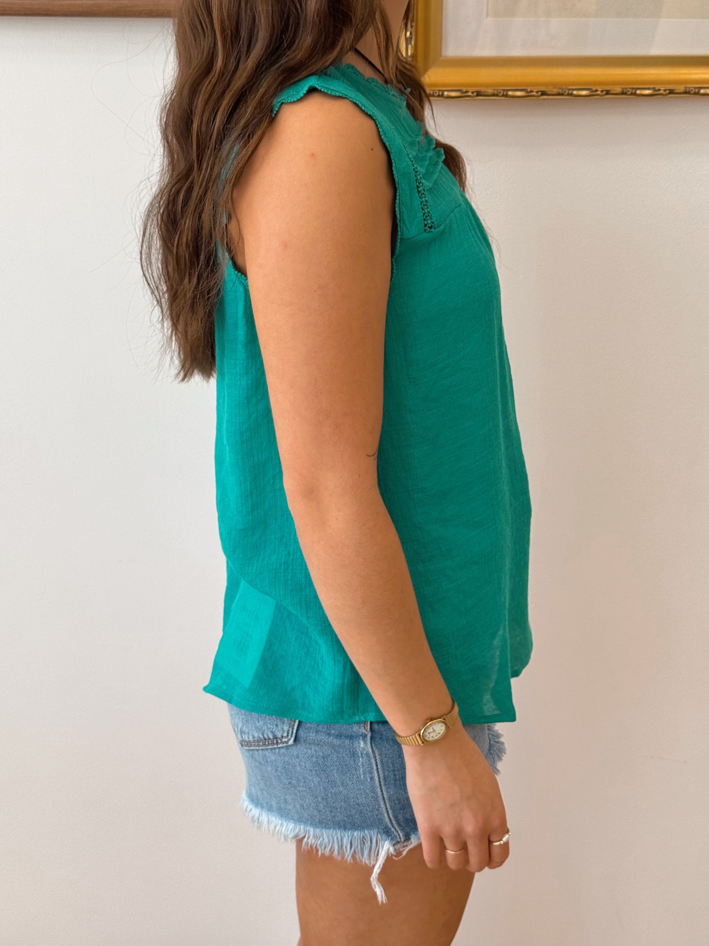 Lace Trim Pintuck Blouse Shirts & Tops