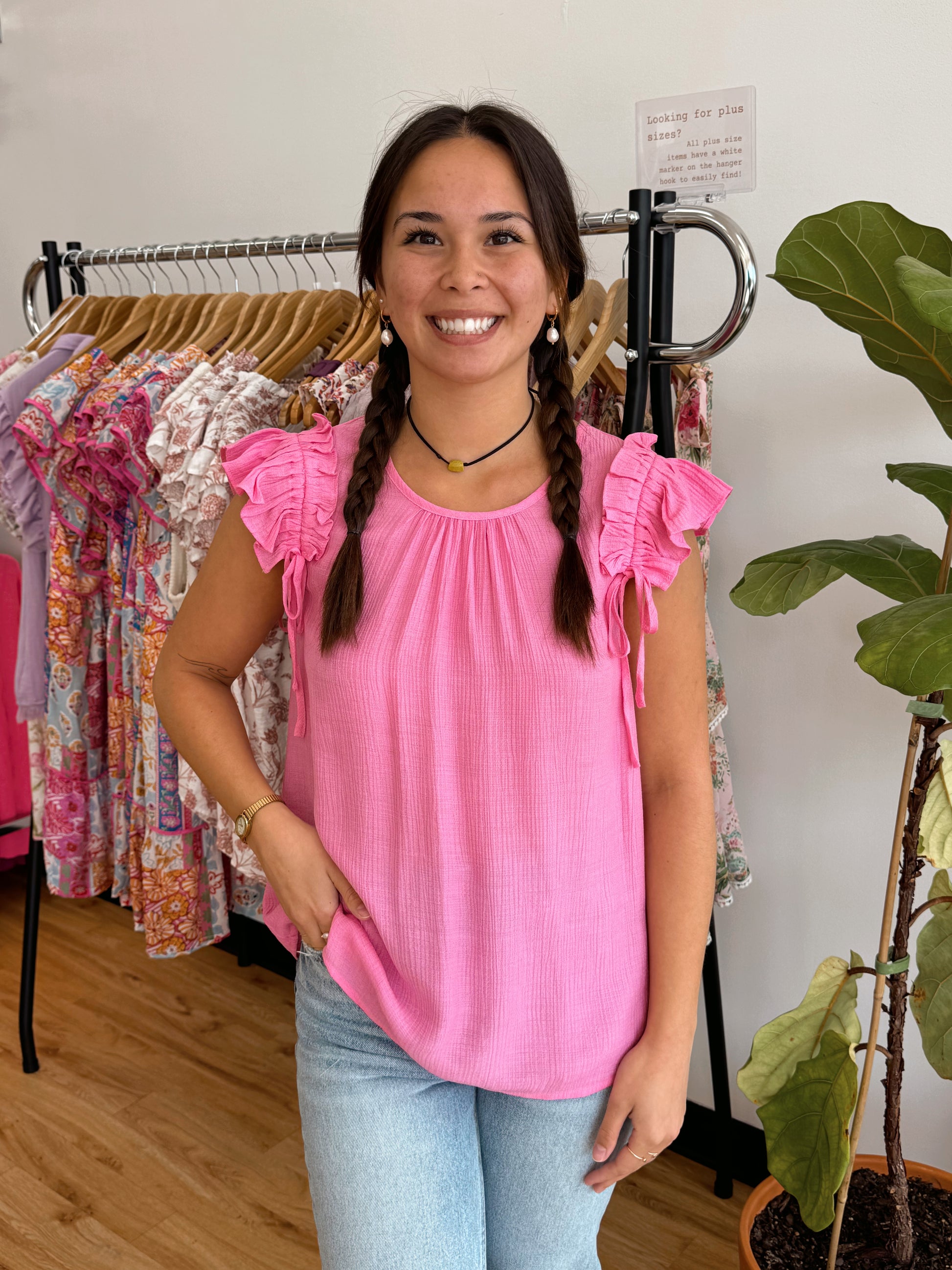 Ruffle Sleeve Drawstring Blouse Shirts & Tops