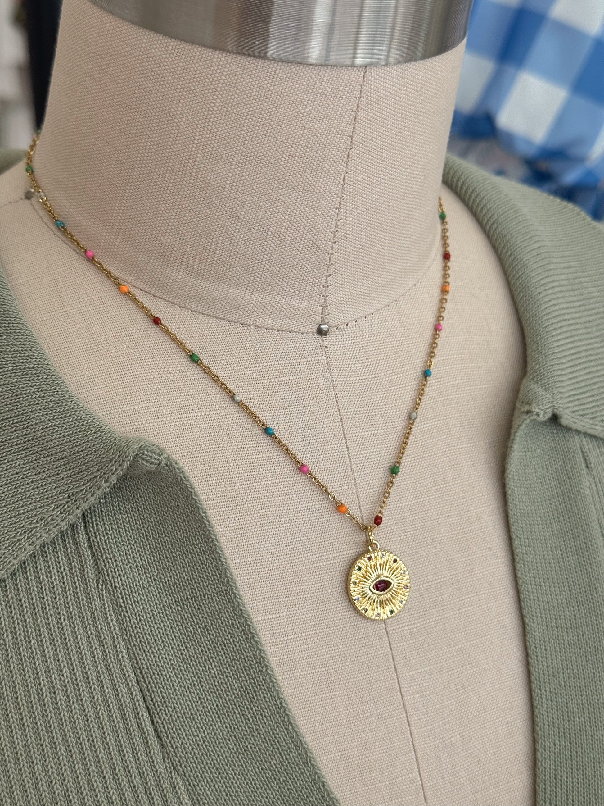 Eye See You Enamel Charm Necklace Necklaces