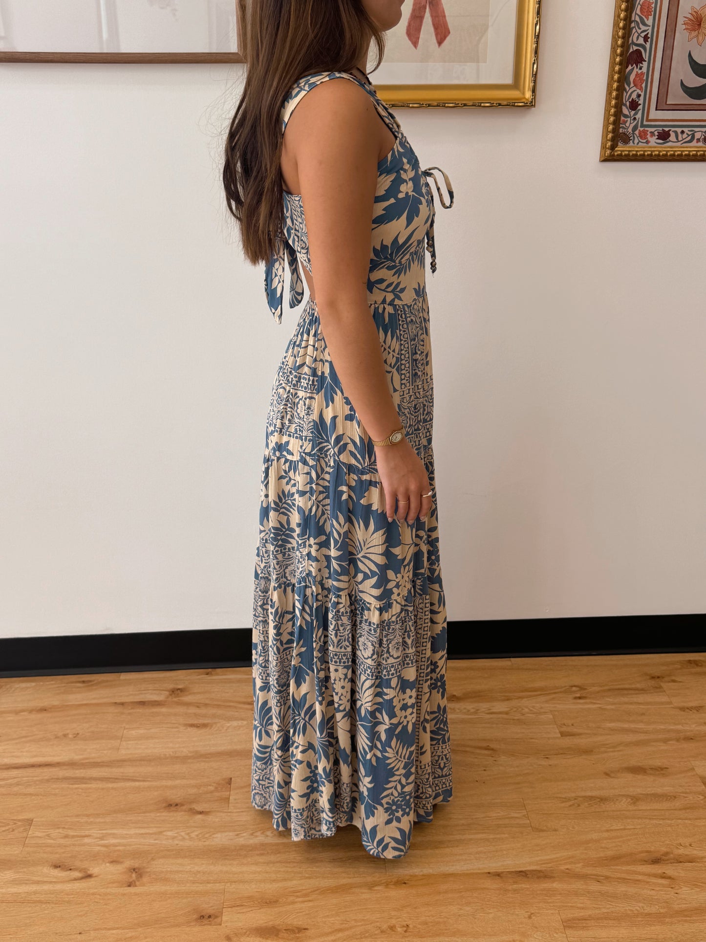 Blue Patchwork Maxi Dress Dress