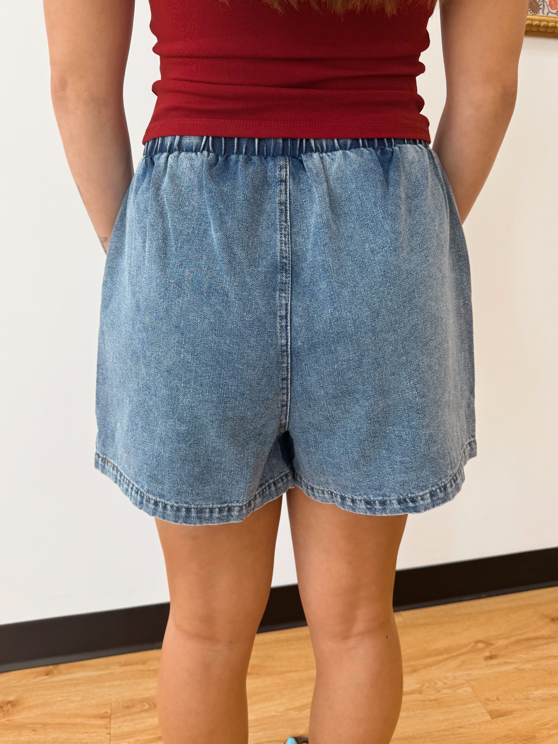 Chambray Drawstring Shorts Shorts