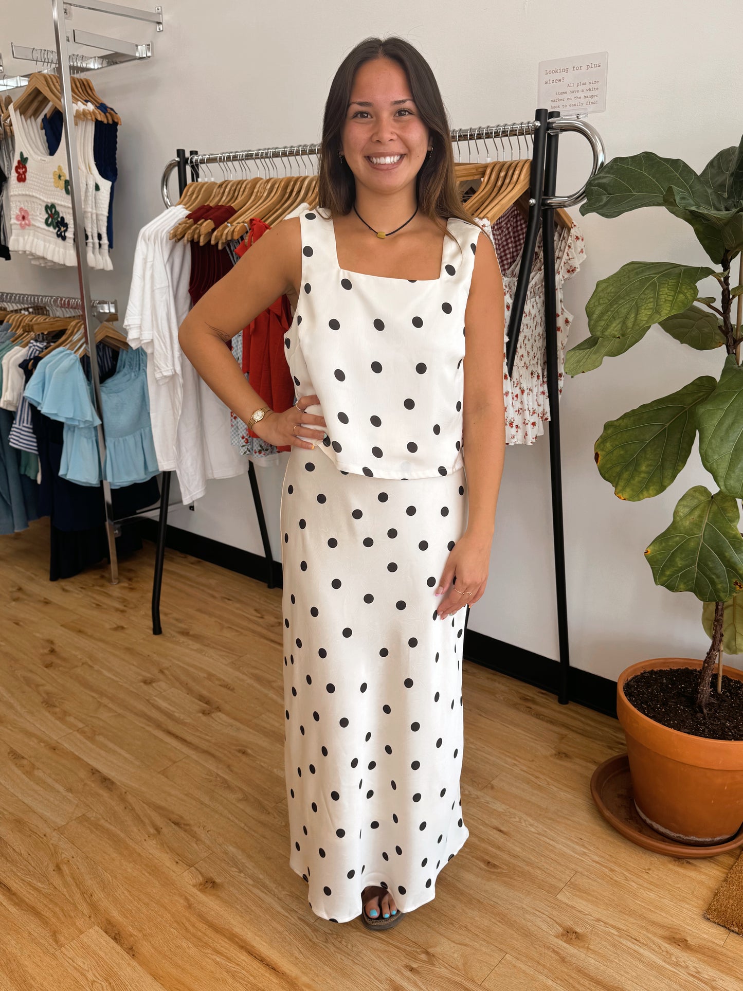 Polka Dot Midi Skirt Skirt