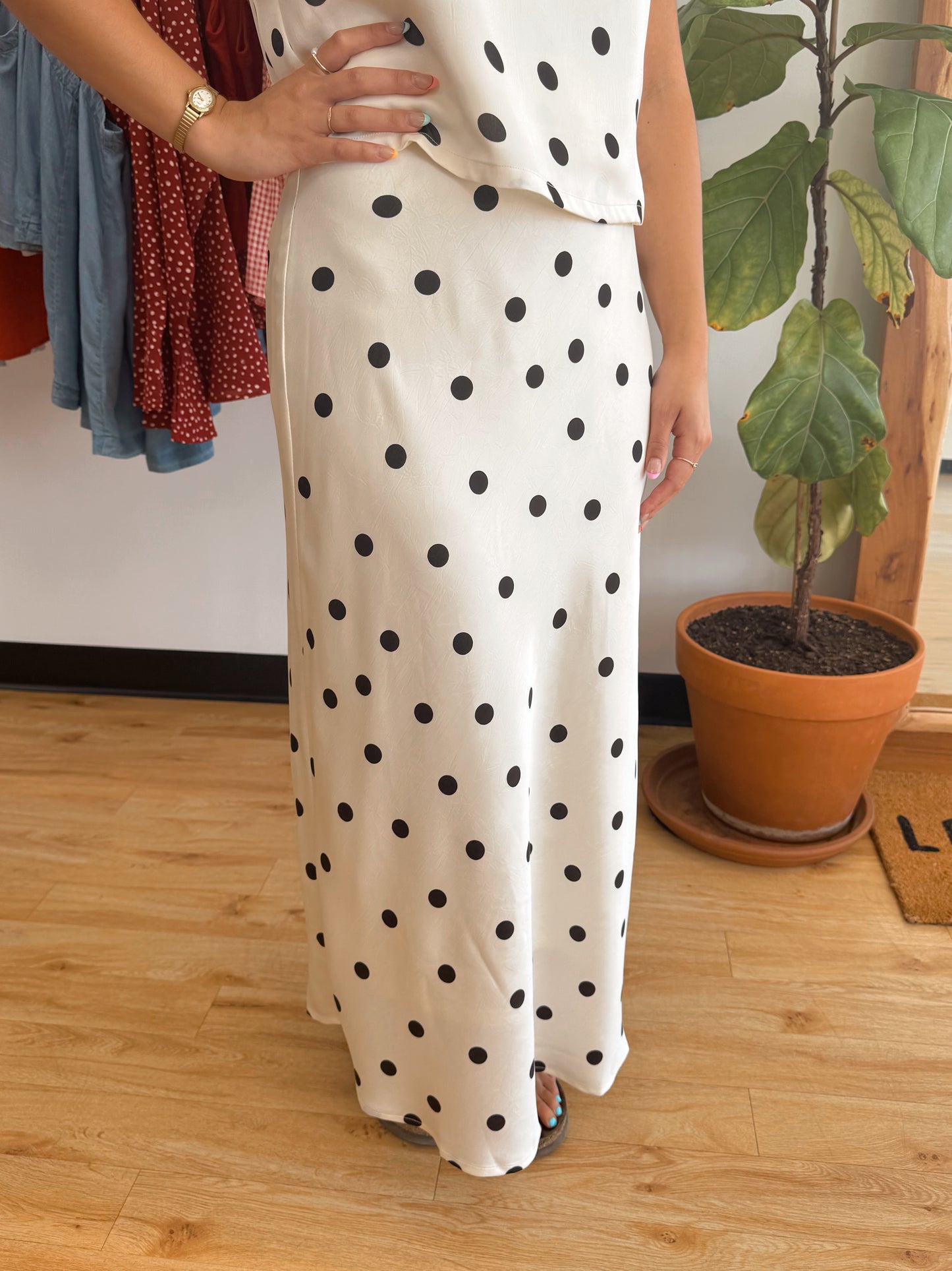 Polka Dot Midi Skirt Skirt