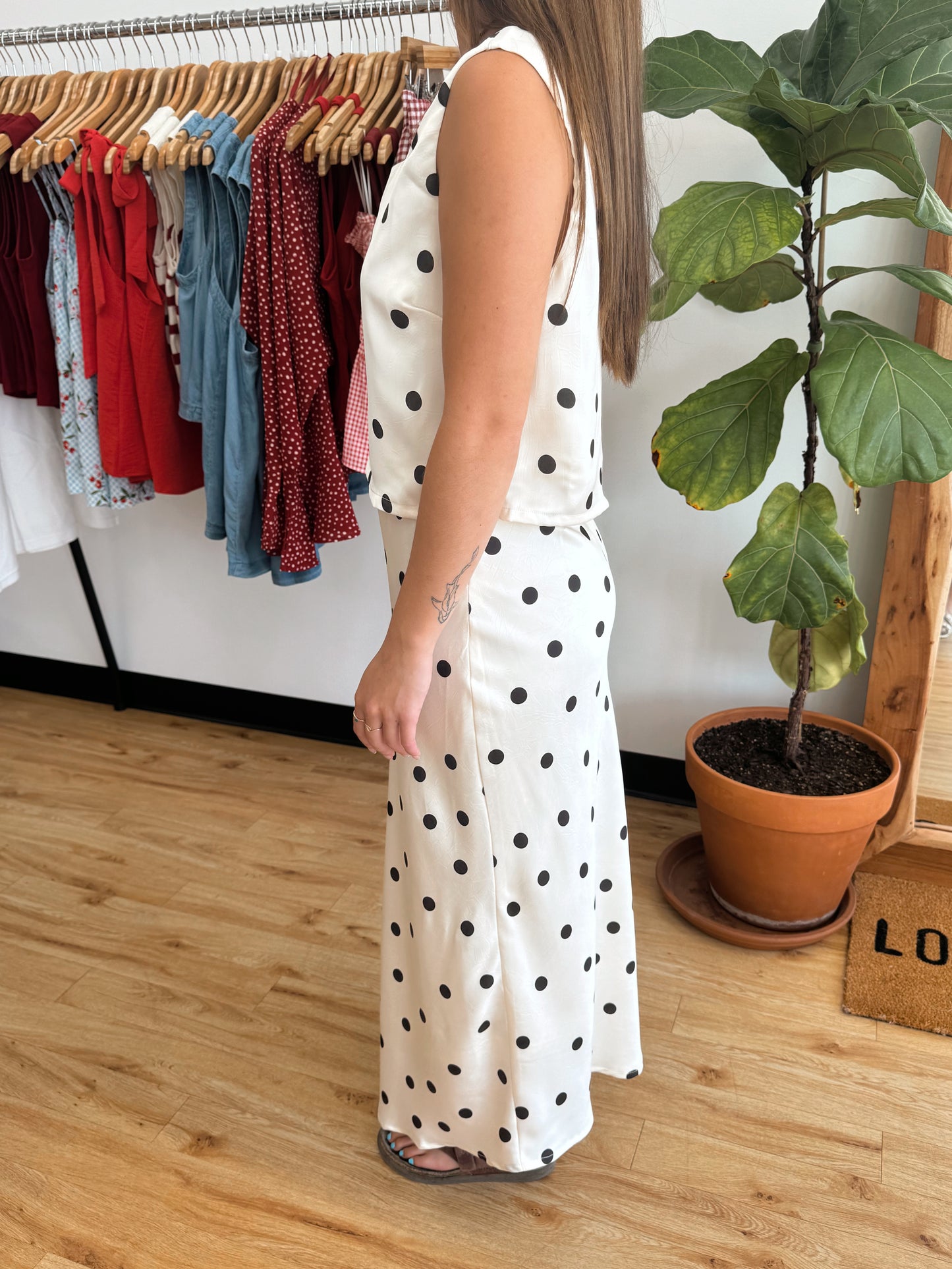 Polka Dot Midi Skirt Skirt