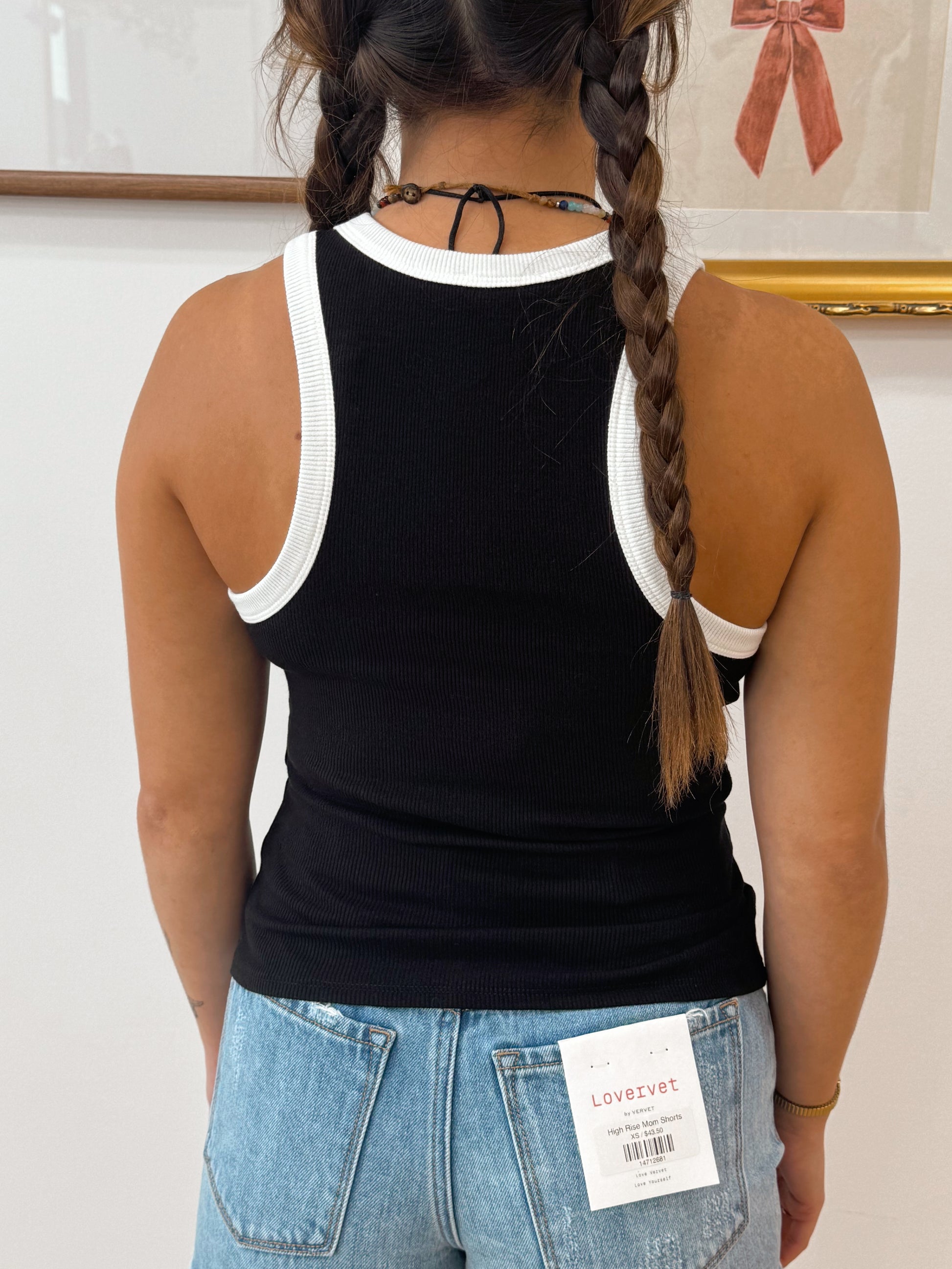 Contrast Trim Racer Tank Top Shirts & Tops