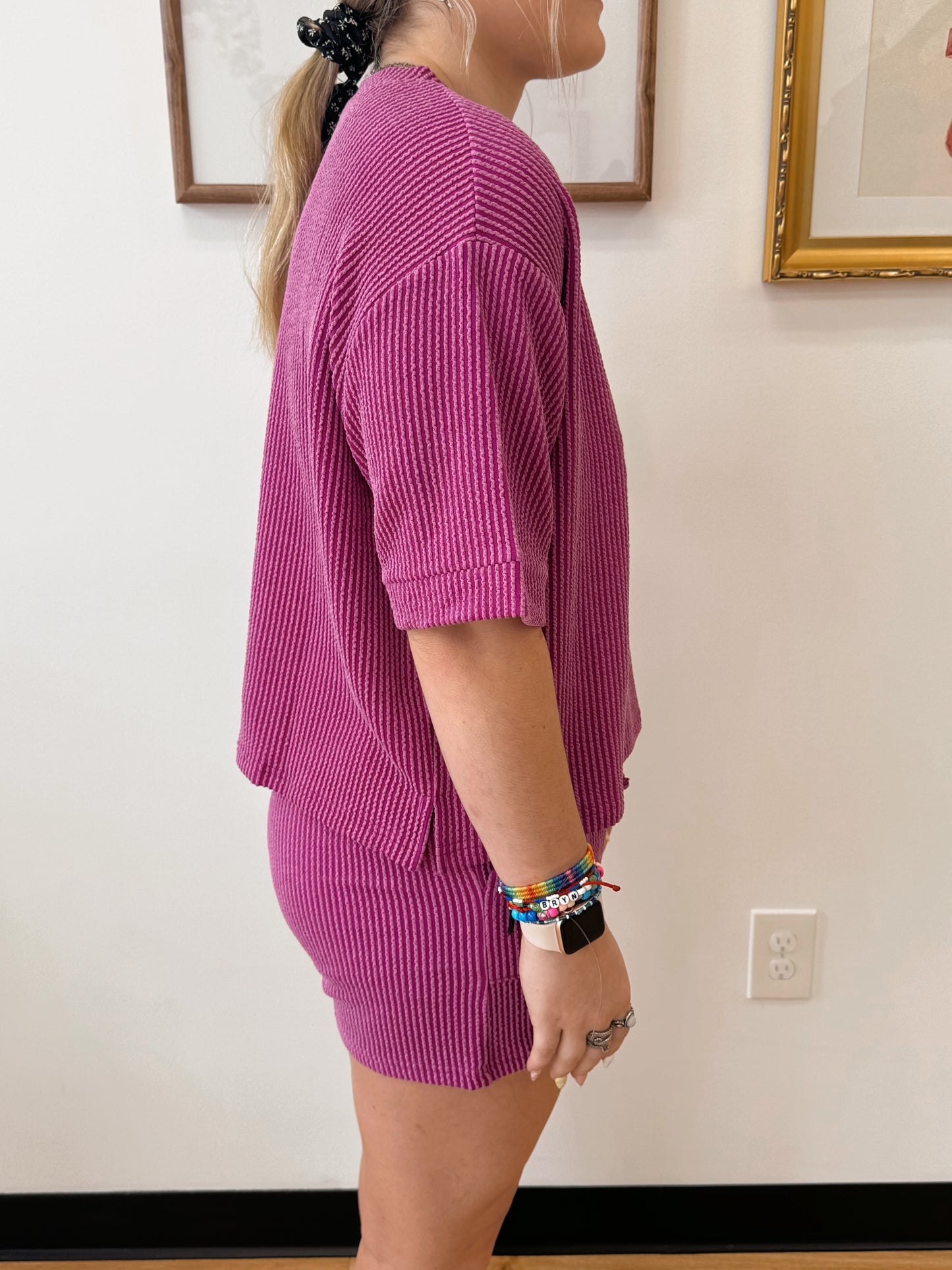 Corded Rib Short Sleeve Tee Shirts & Tops