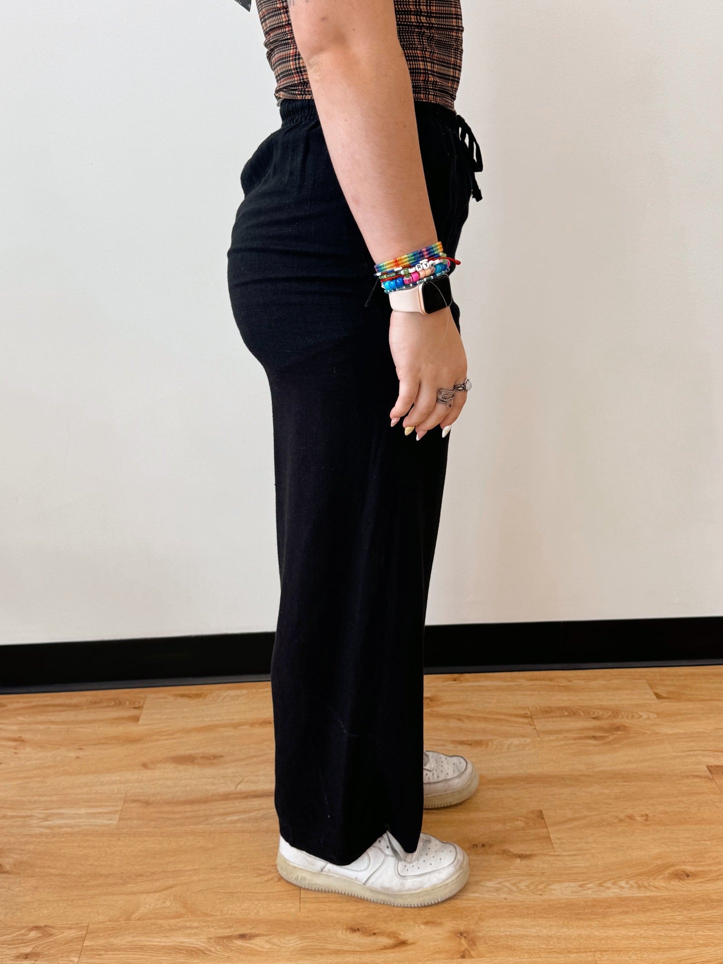 Linen Blend Wide-Leg Pants Bottoms