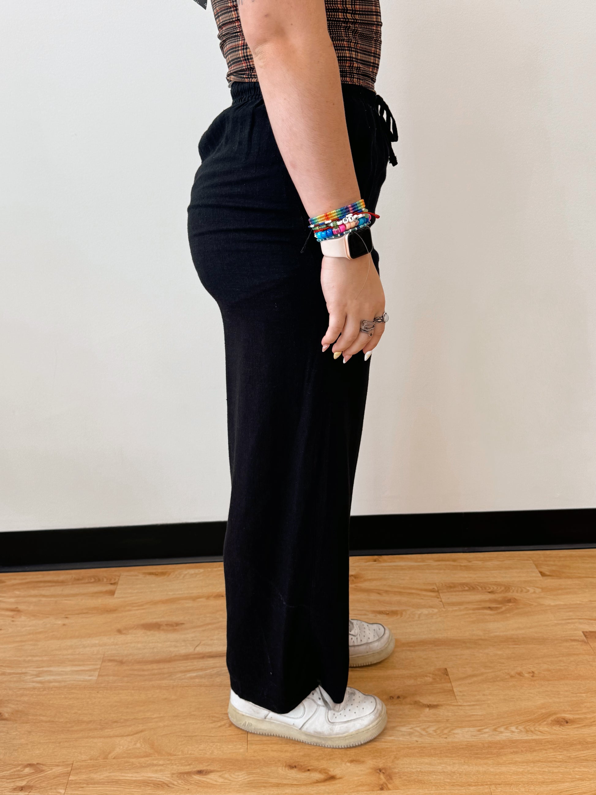 Linen Blend Wide-Leg Pants Bottoms