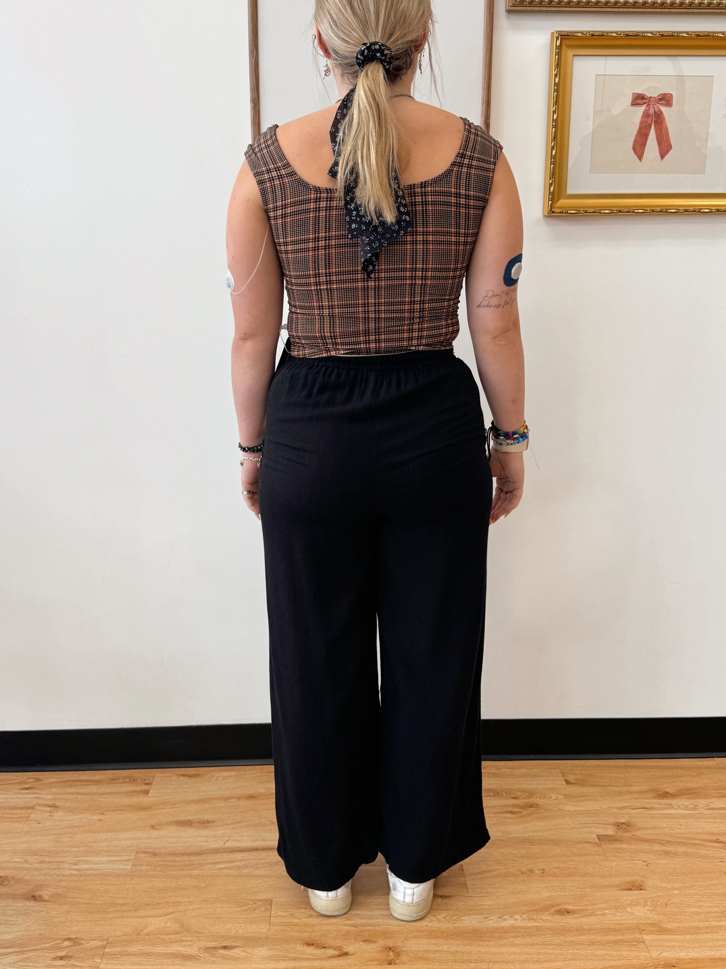 Plaid Scoop Neck Top Shirts & Tops