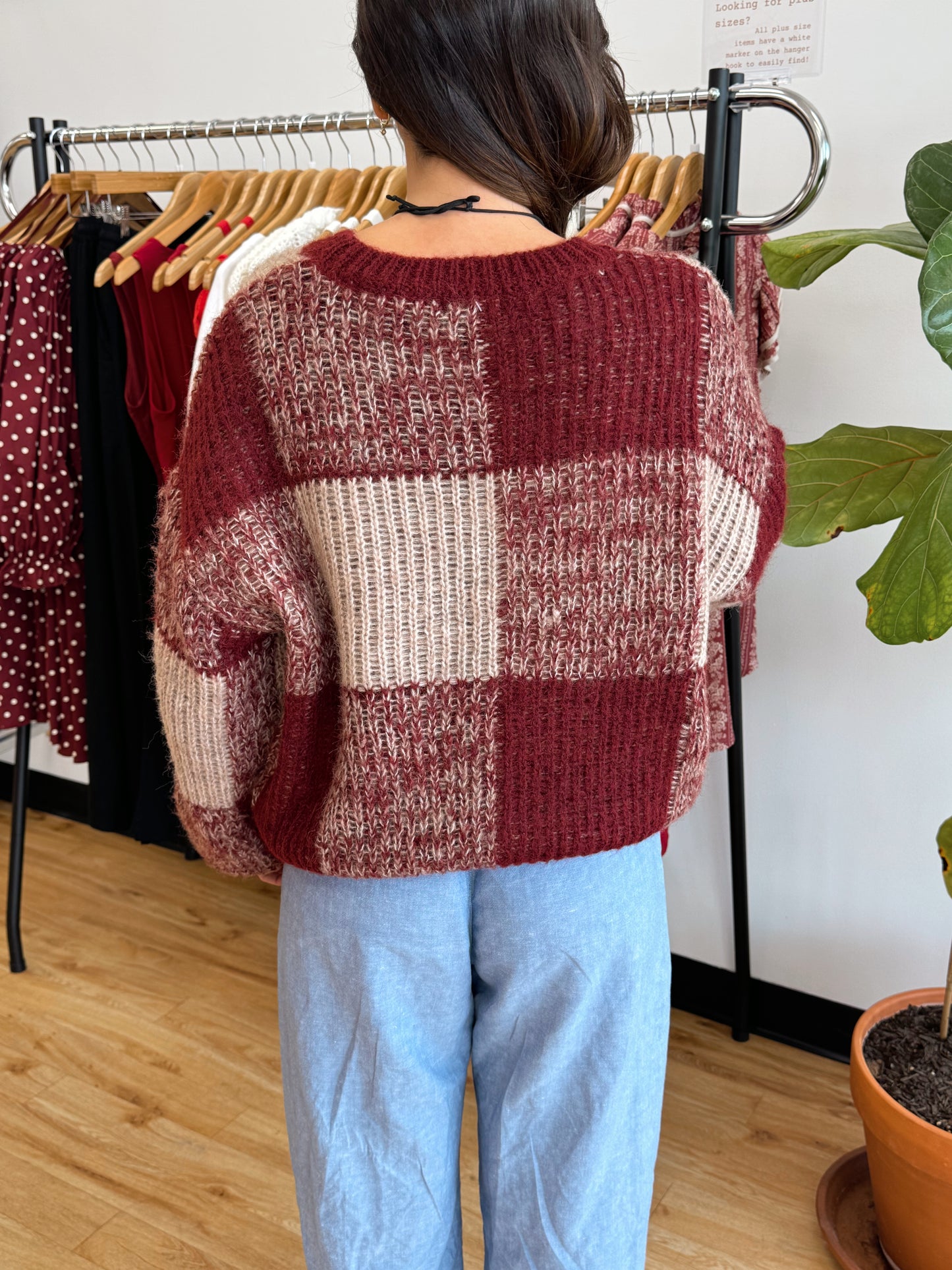 Plaid Pullover Sweater Shirts & Tops