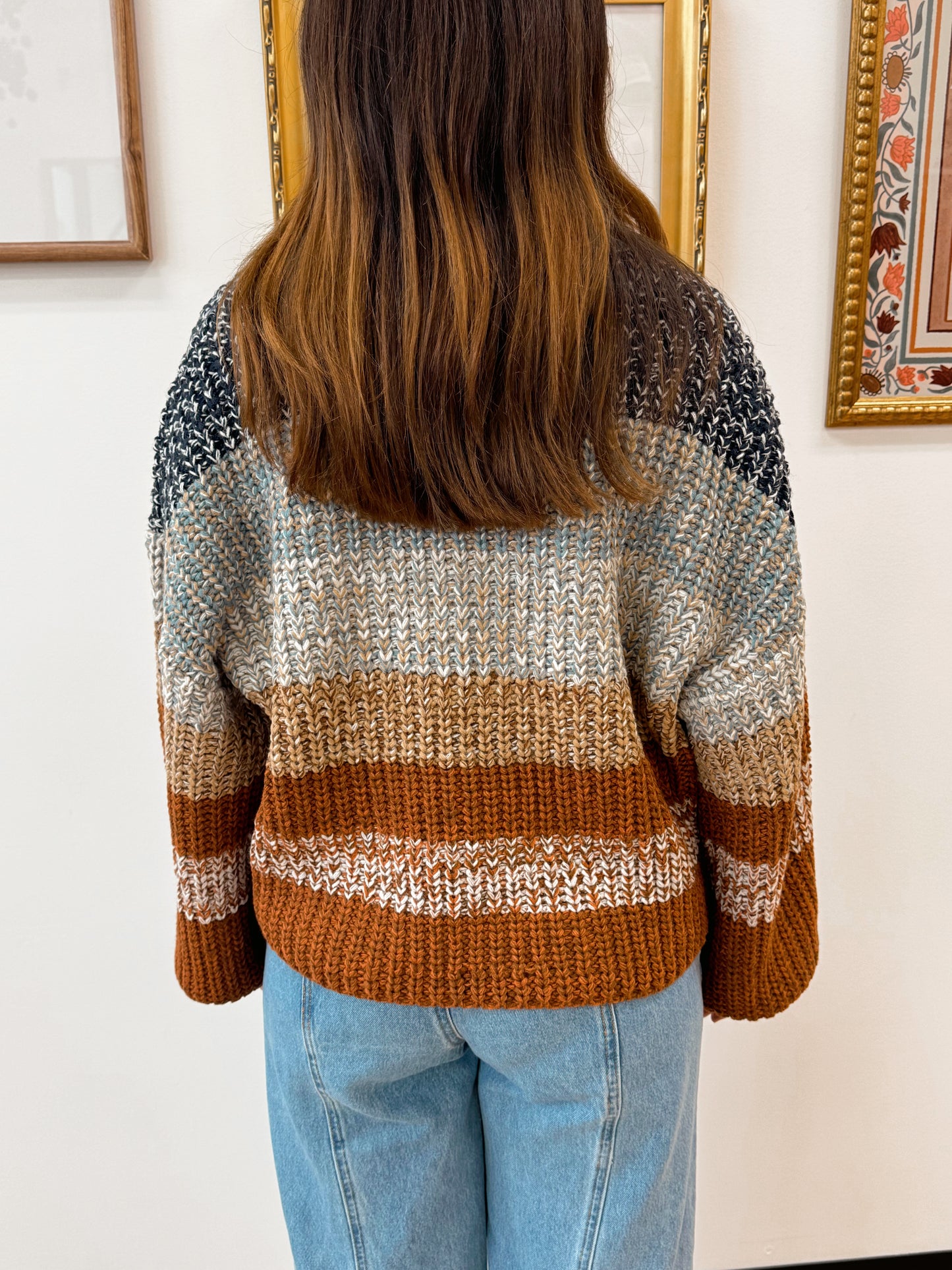 Navy & Rust Knit Sweater Shirts & Tops