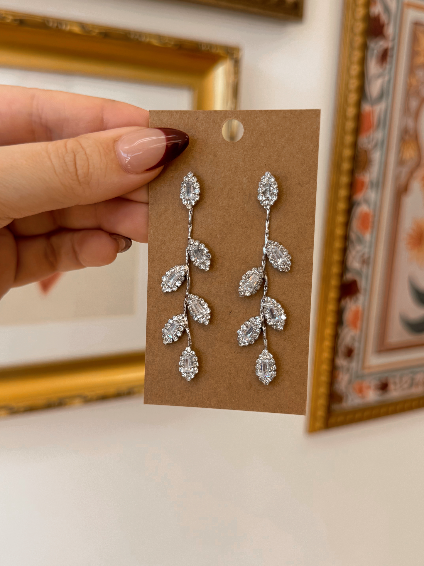 Pave Leaf Drop Earrings Earrings