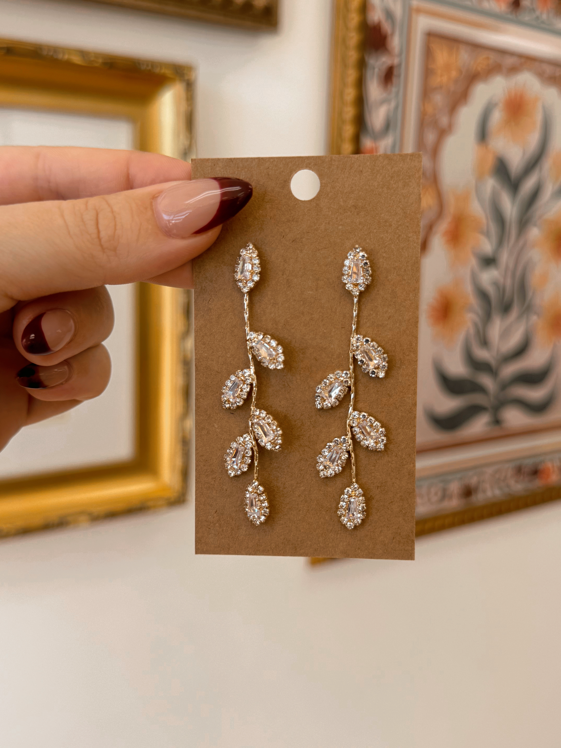 Pave Leaf Drop Earrings Earrings