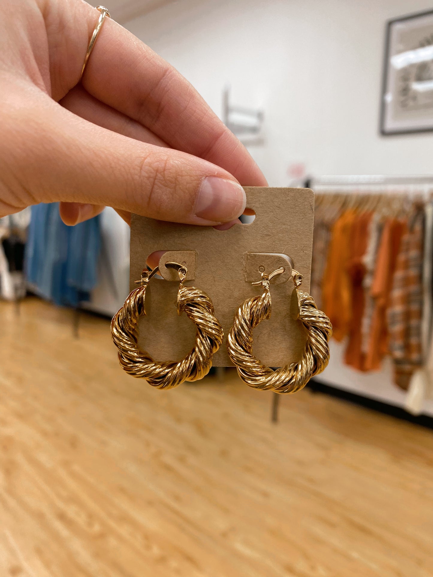 Golden Twist Hoop Earrings