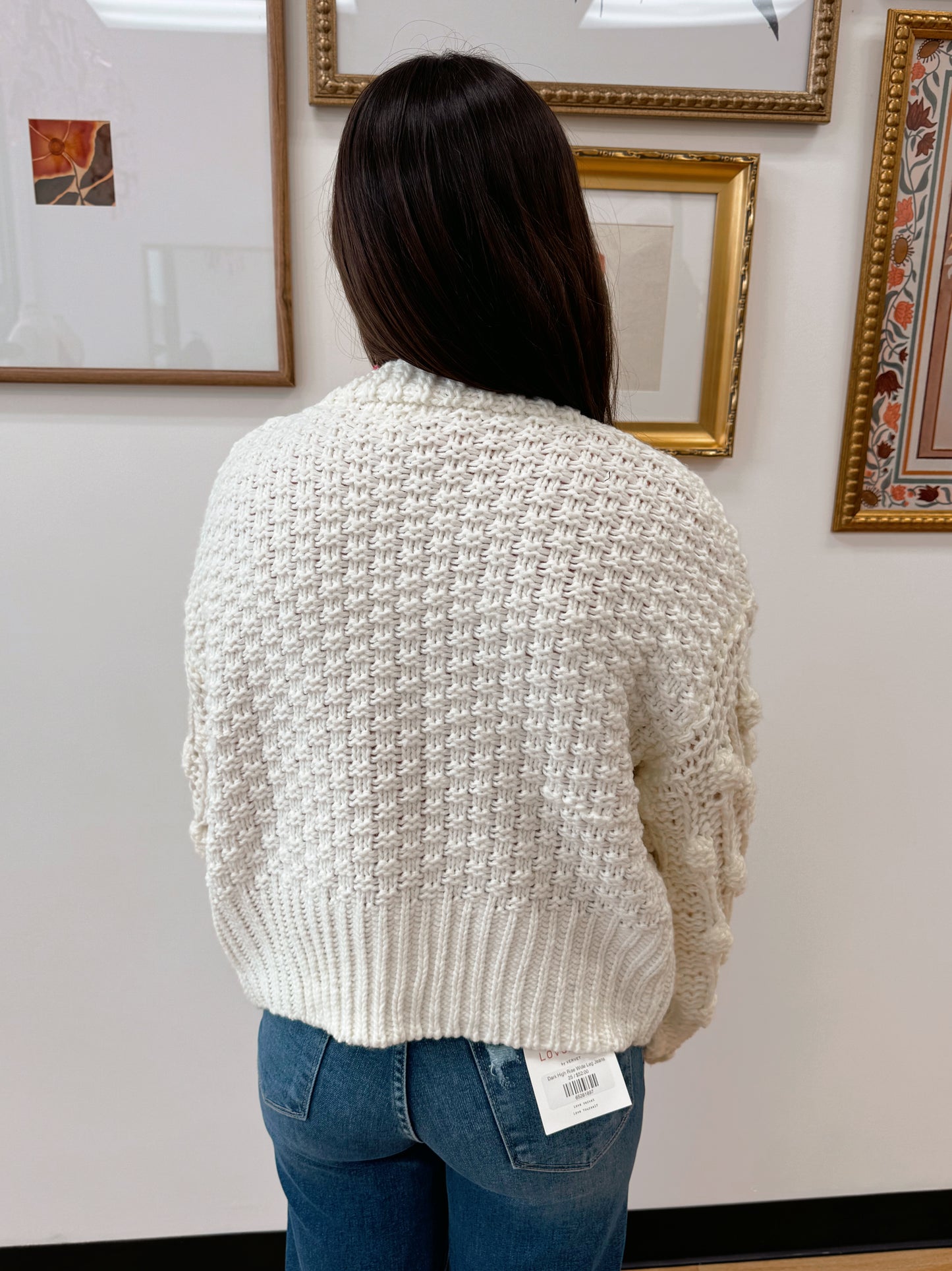 White Flower Sleeve Cardigan