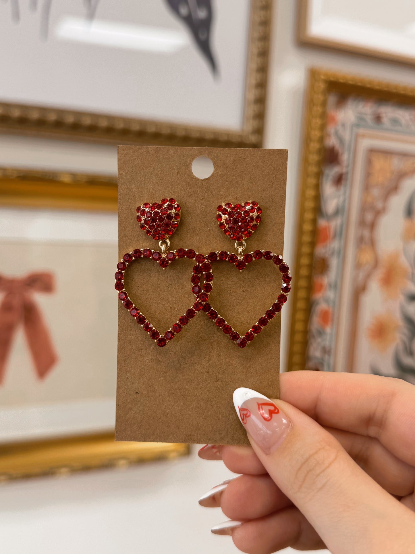 Red Heart Dangle Earrings