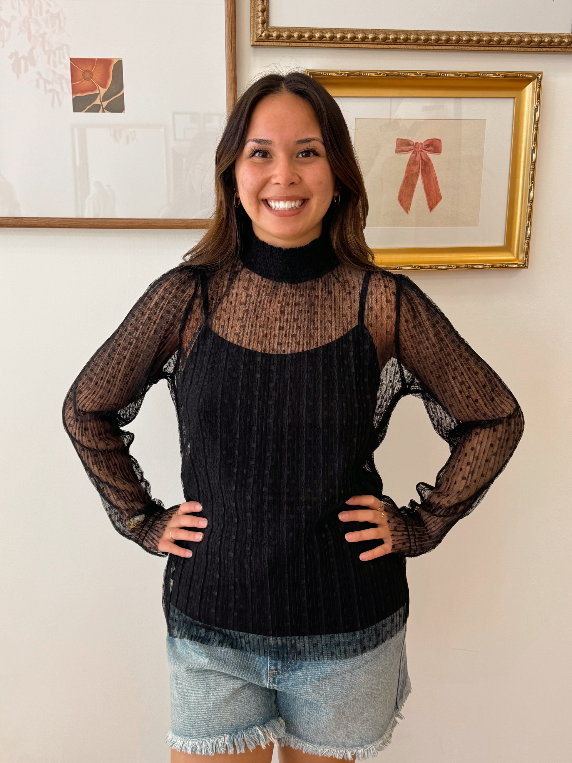 Dotty Lace Sheer Blouse