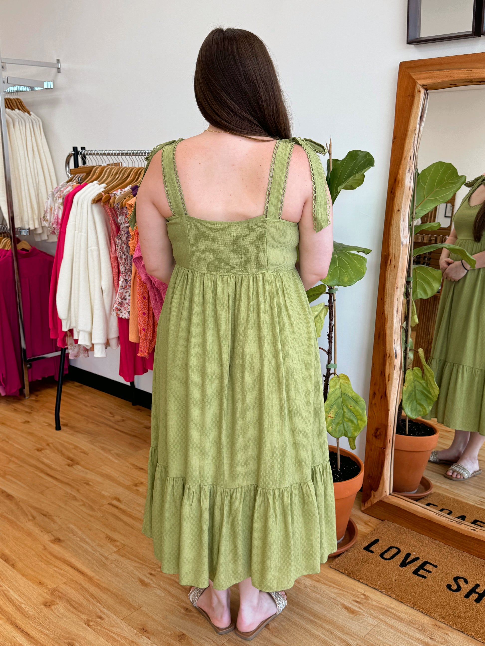 Plus Eyelet Green Maxi Dress Dress