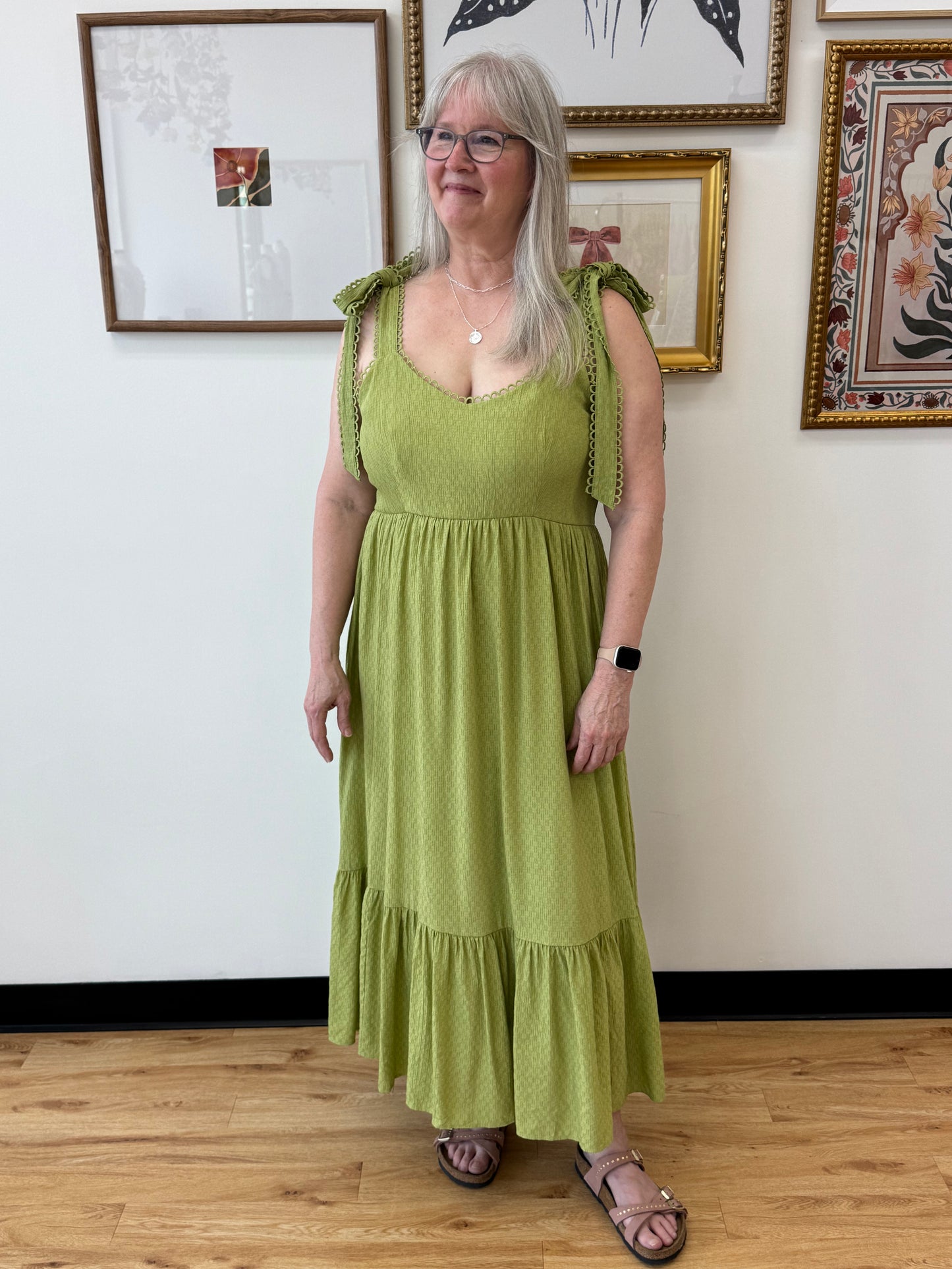 Plus Eyelet Green Maxi Dress Dress