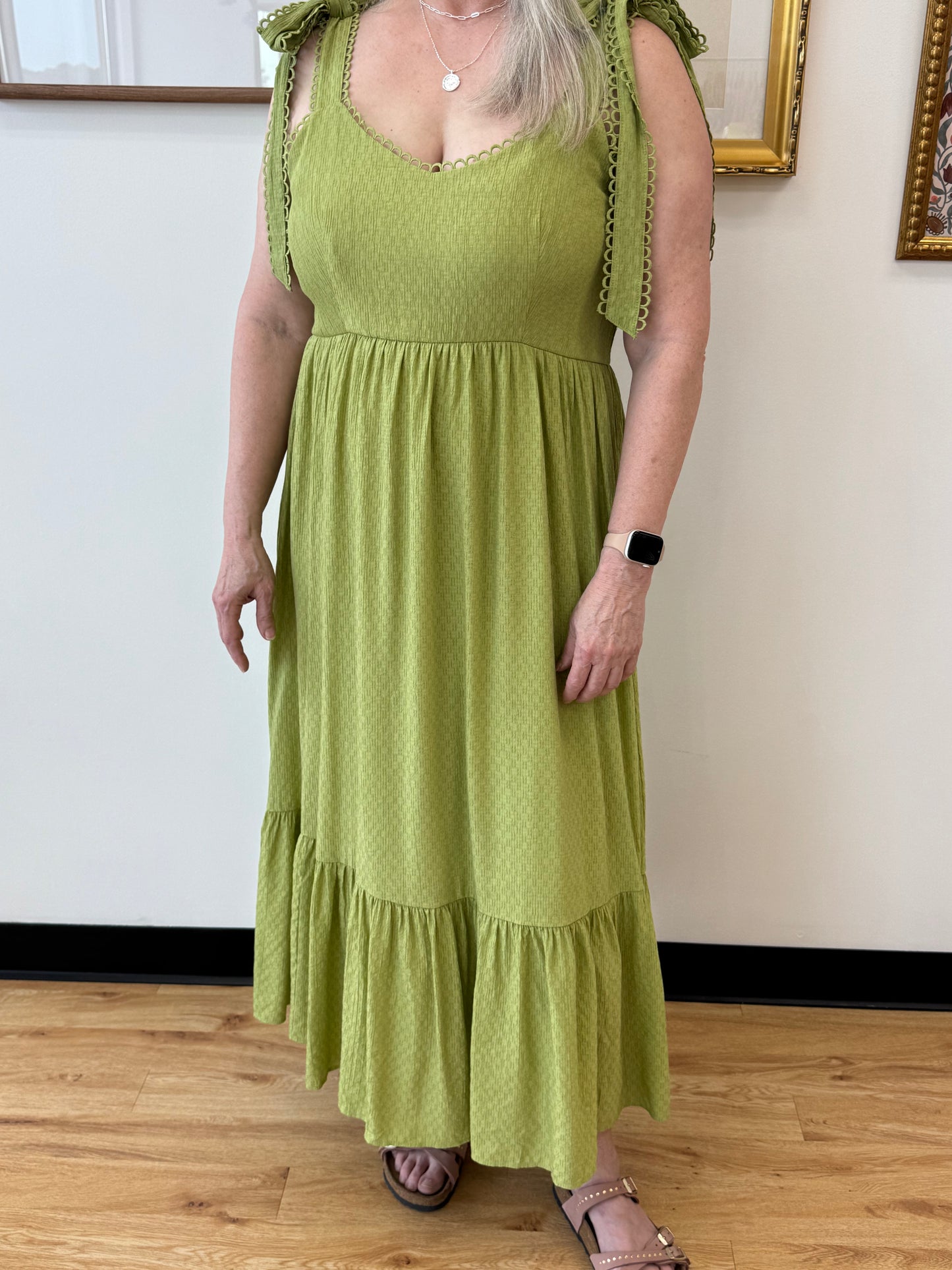 Plus Eyelet Green Maxi Dress Dress