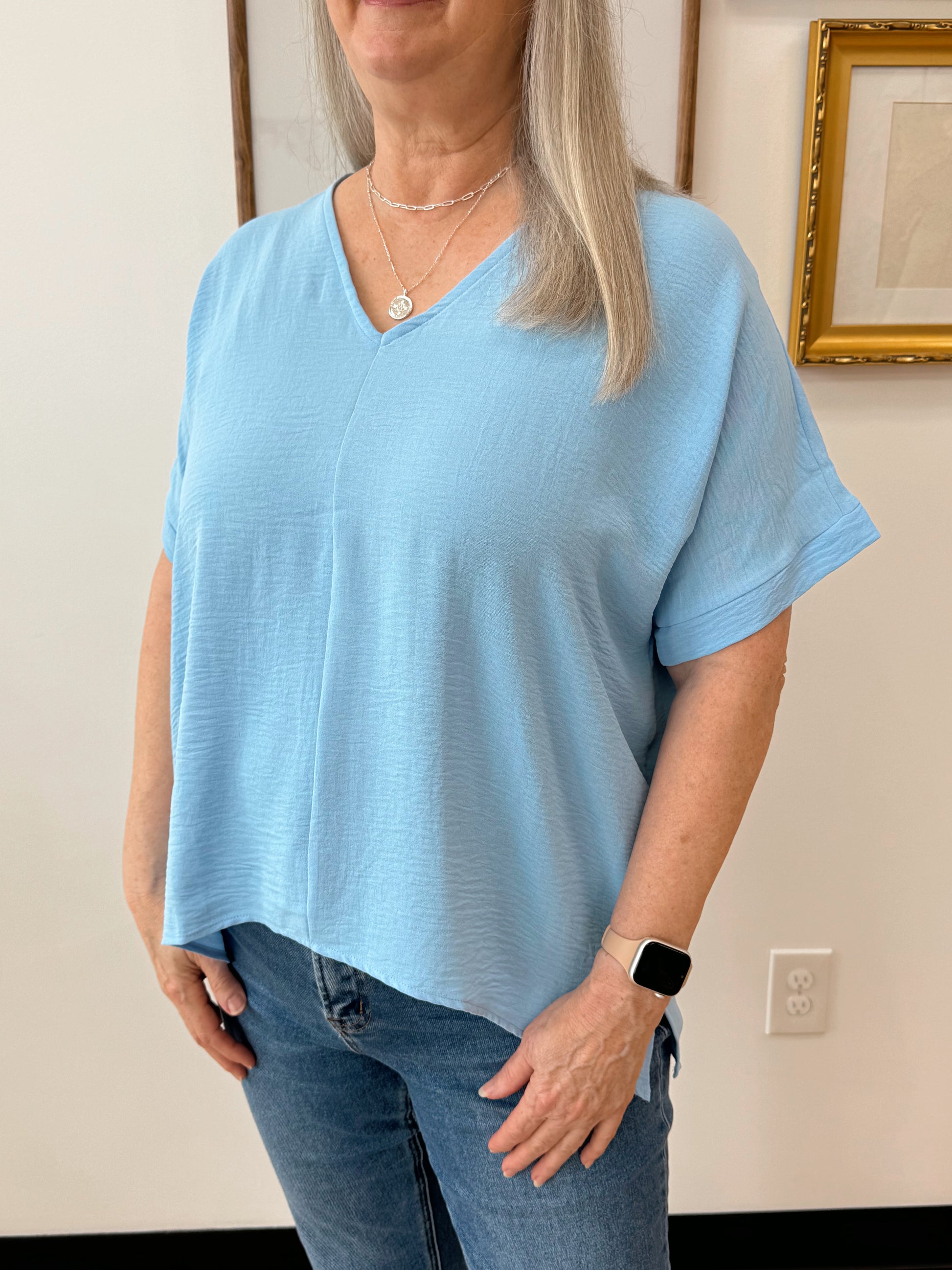 Solid Color Blouse Top