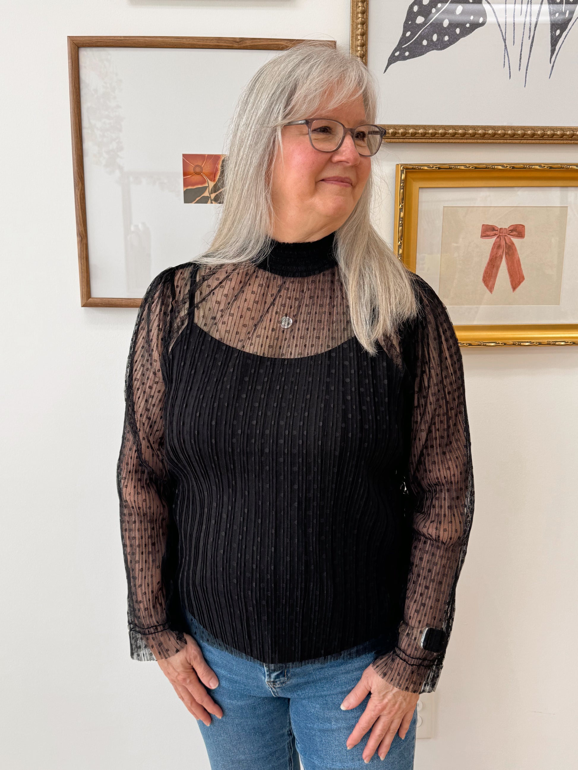 Dotty Lace Sheer Blouse