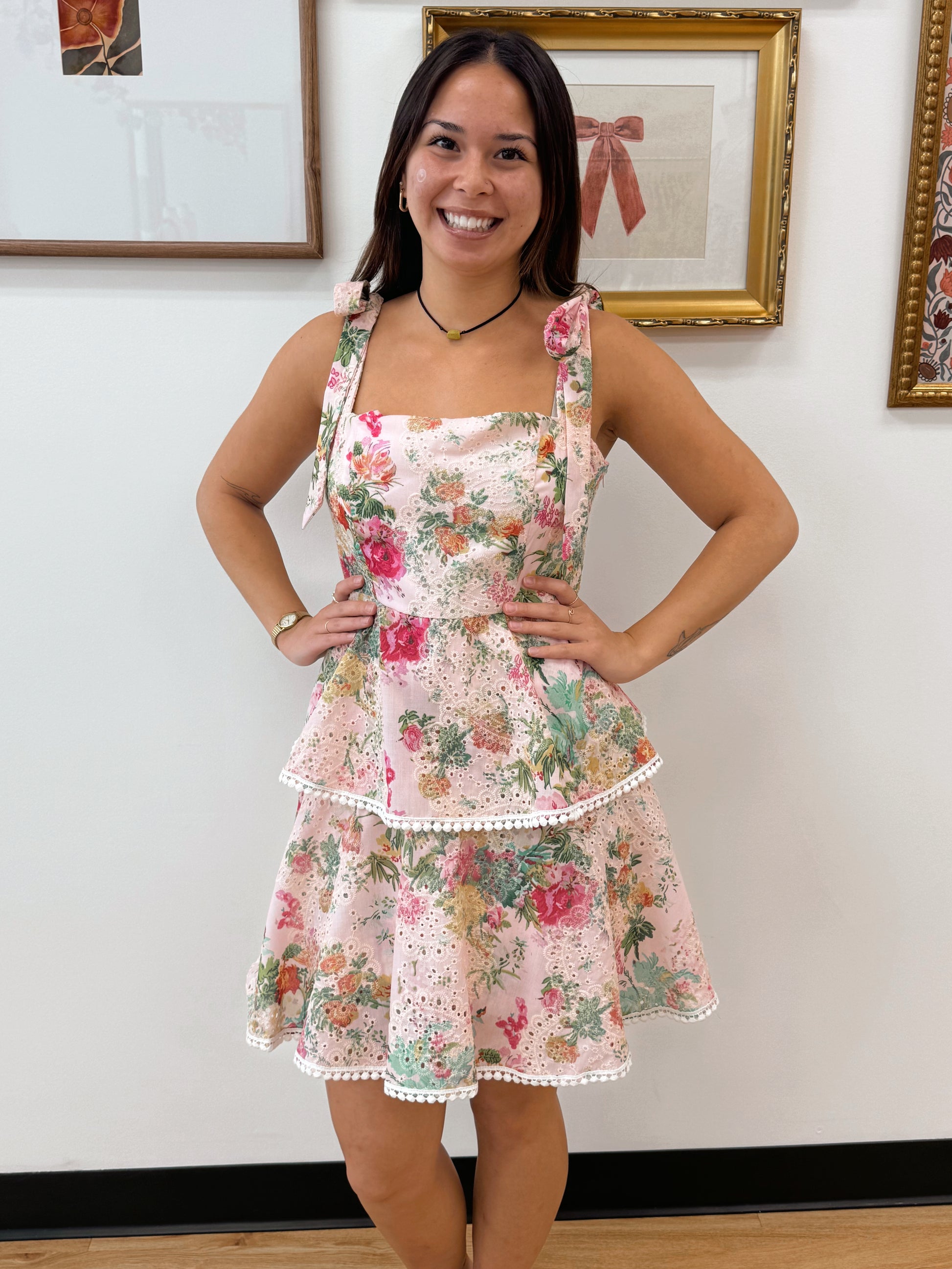 Tiered Floral Mini Dress