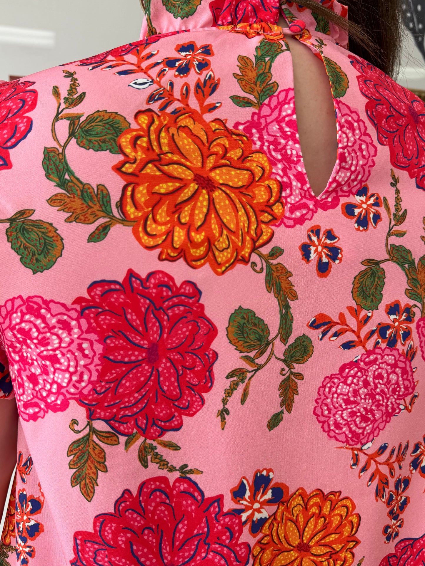 Vibrant Floral Short Sleeve Top Shirts & Tops