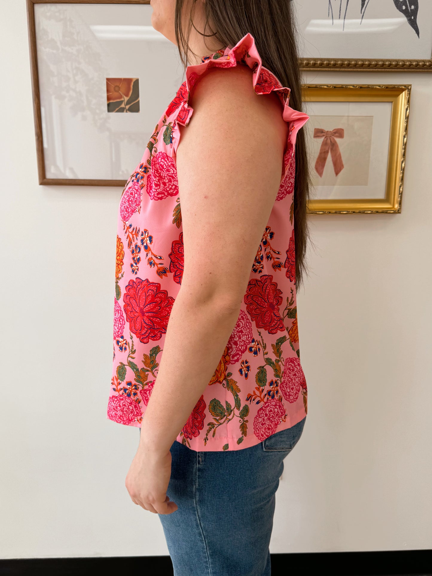 Vibrant Floral Short Sleeve Top Shirts & Tops
