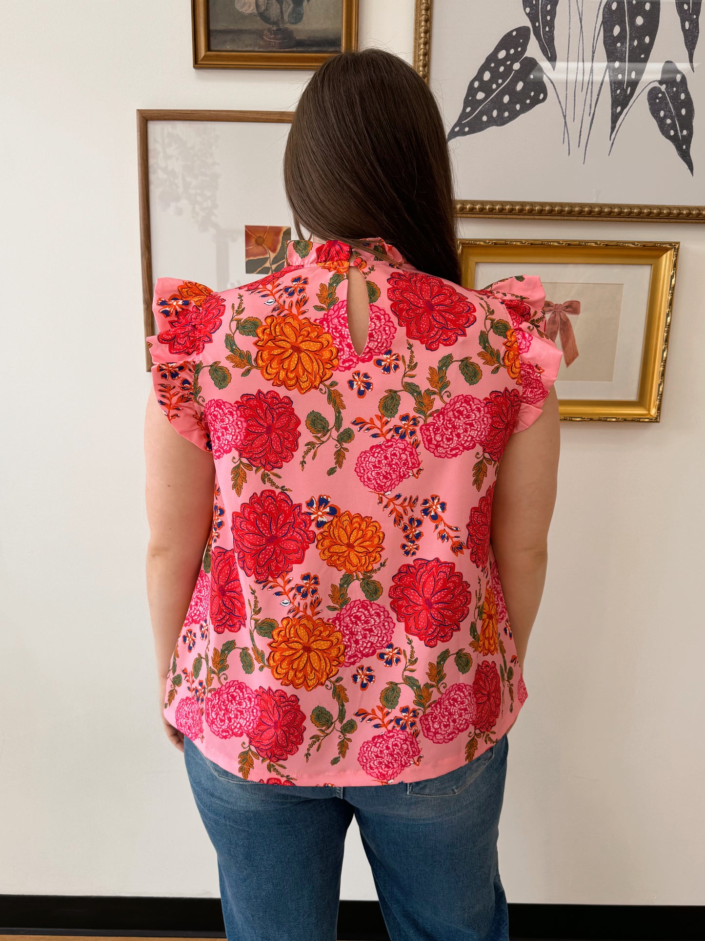 Vibrant Floral Short Sleeve Top Shirts & Tops
