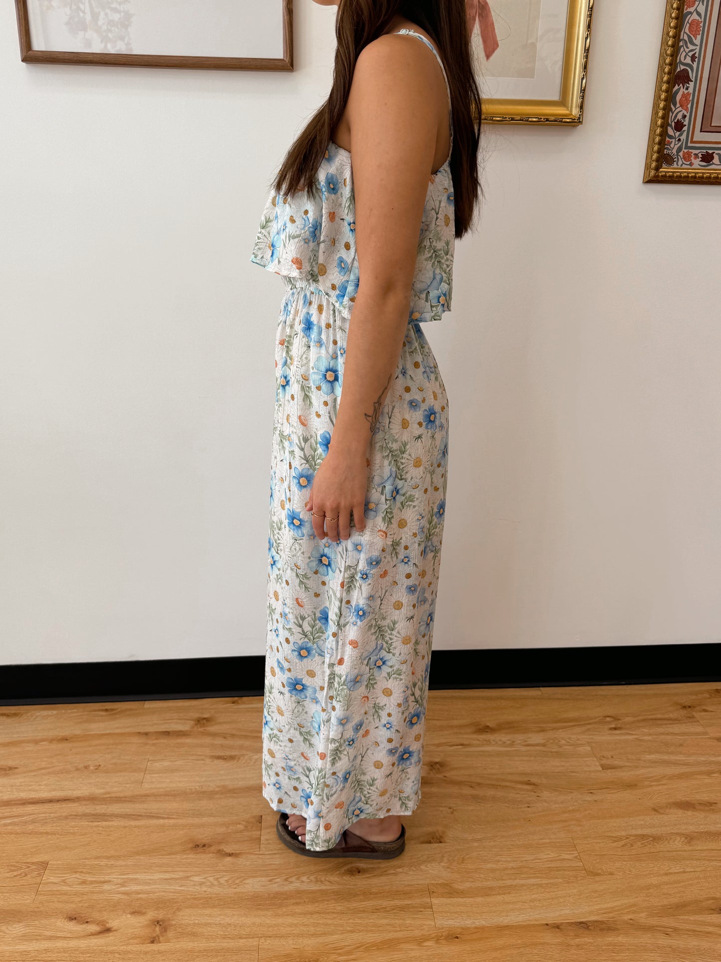Blue Floral Jumpsuit Romper