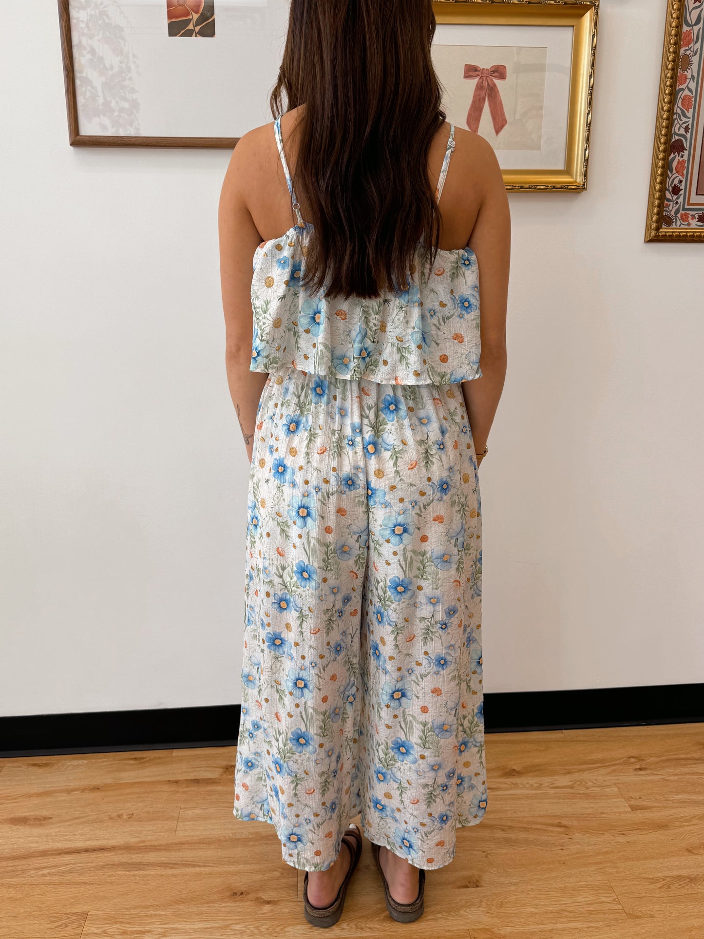 Blue Floral Jumpsuit Romper