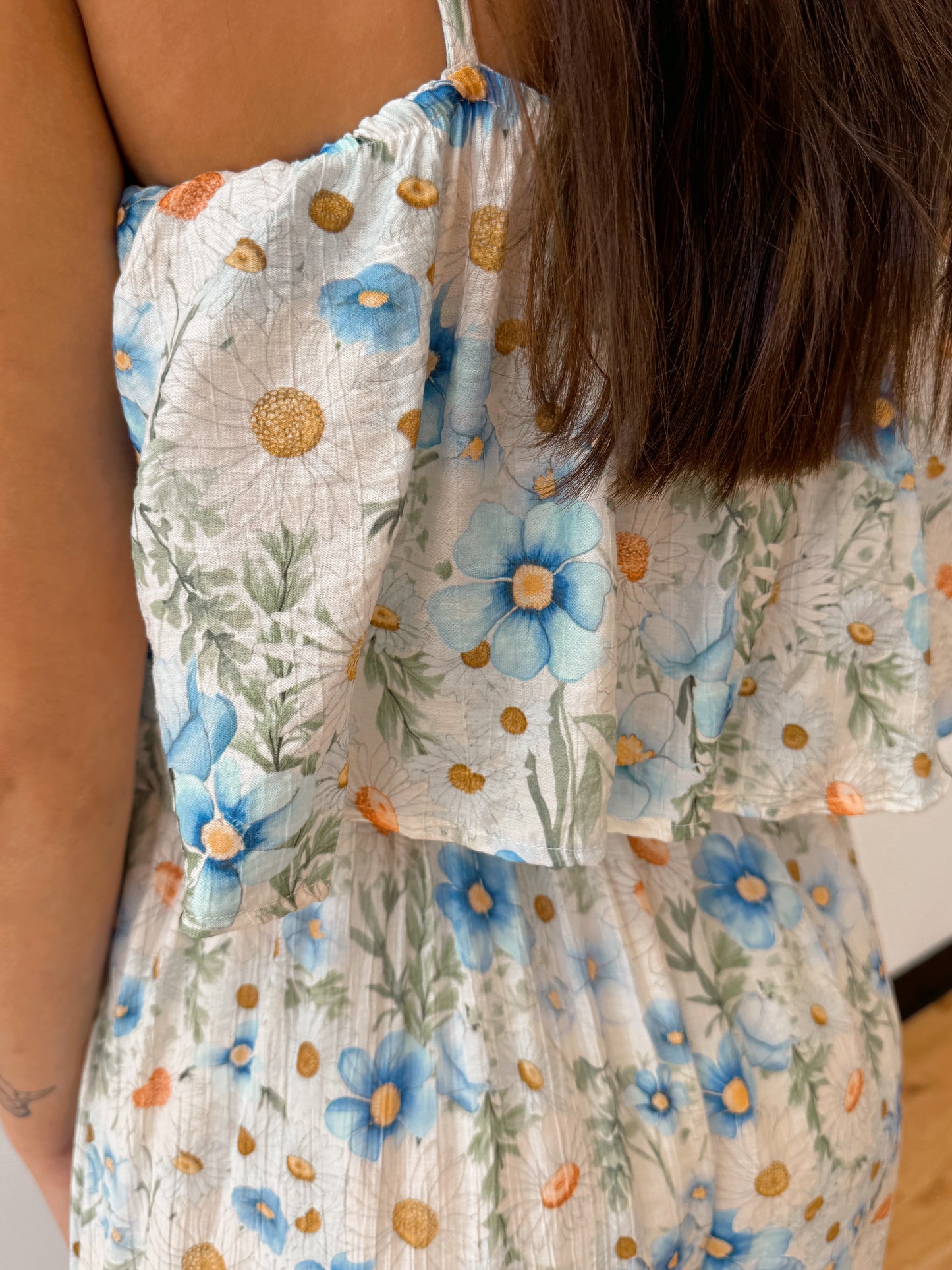 Blue Floral Jumpsuit Romper