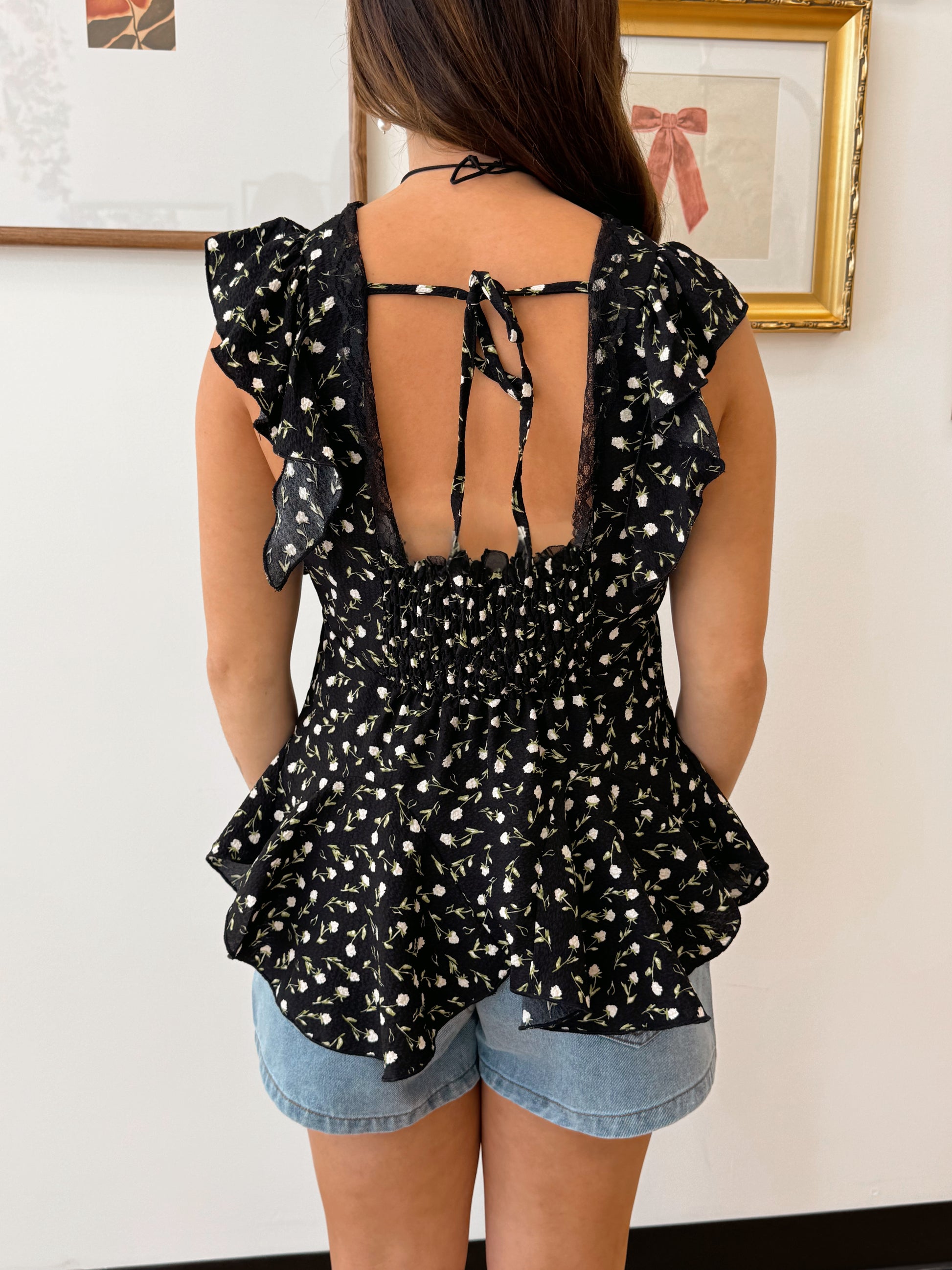 Lace Flutter Sleeve Top Shirts & Tops