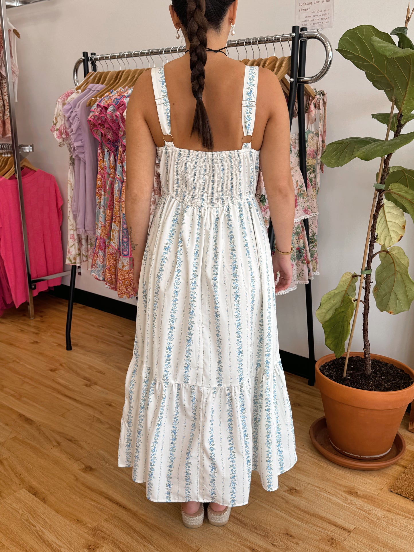 Floral Stripe Midi Dress Dress