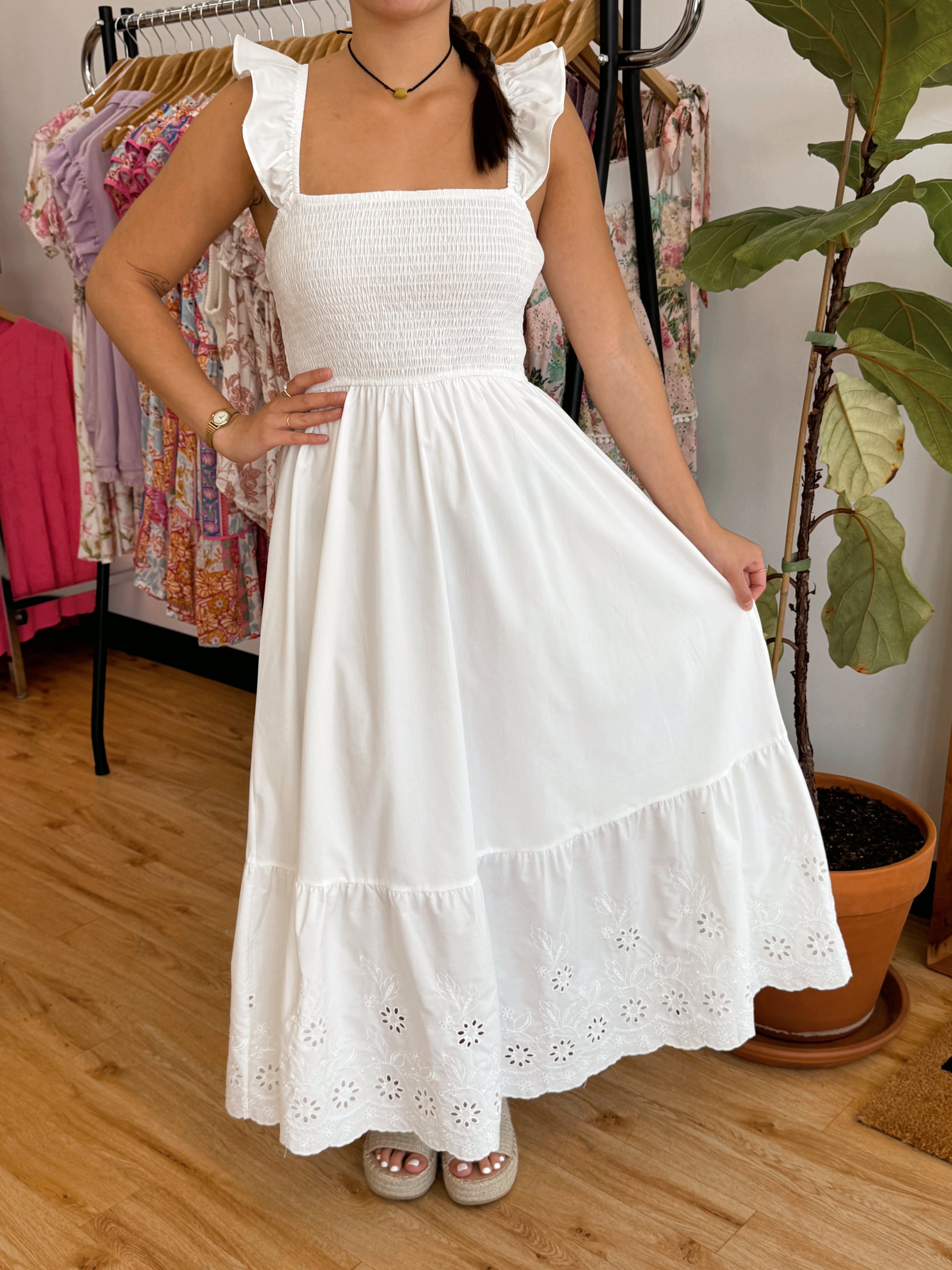 Eyelet Midi Dress Dress