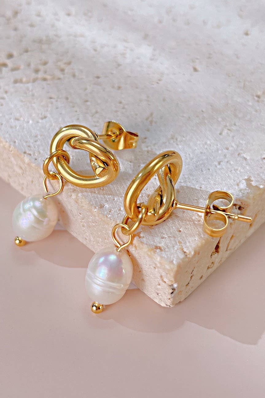 Abstract Pearl Drop Earrings